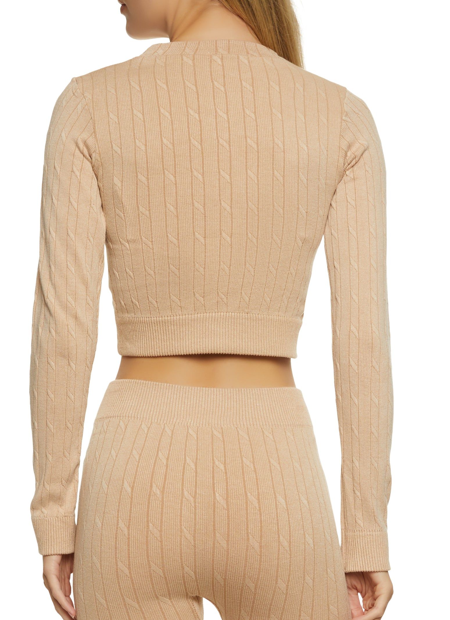 Seamless Cable Knit Cropped Sweater sold by Rainbow product image thumbnail 3