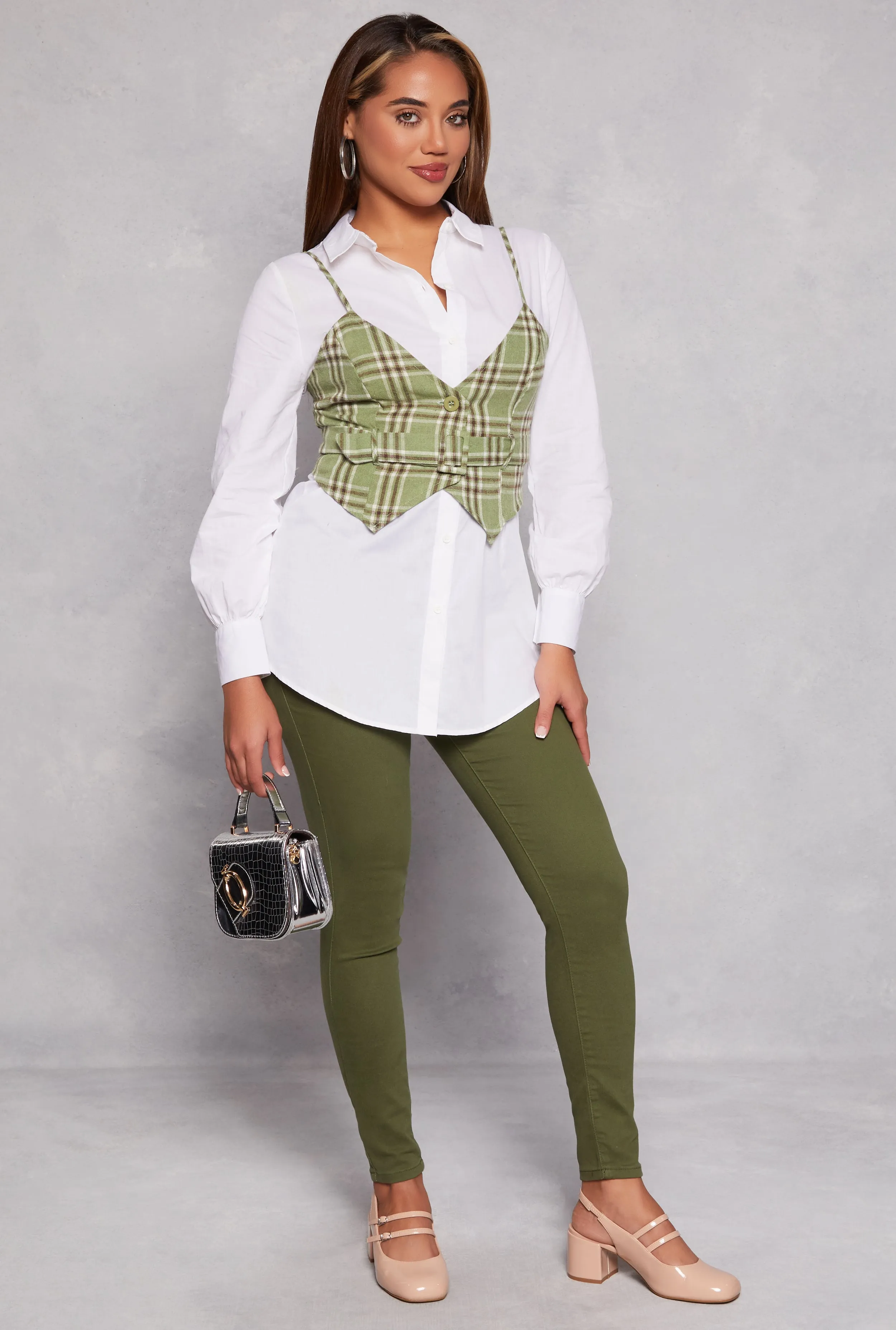 Haute Monde Long Sleeve Shirt with Plaid Vest sold by Rainbow product image thumbnail 2