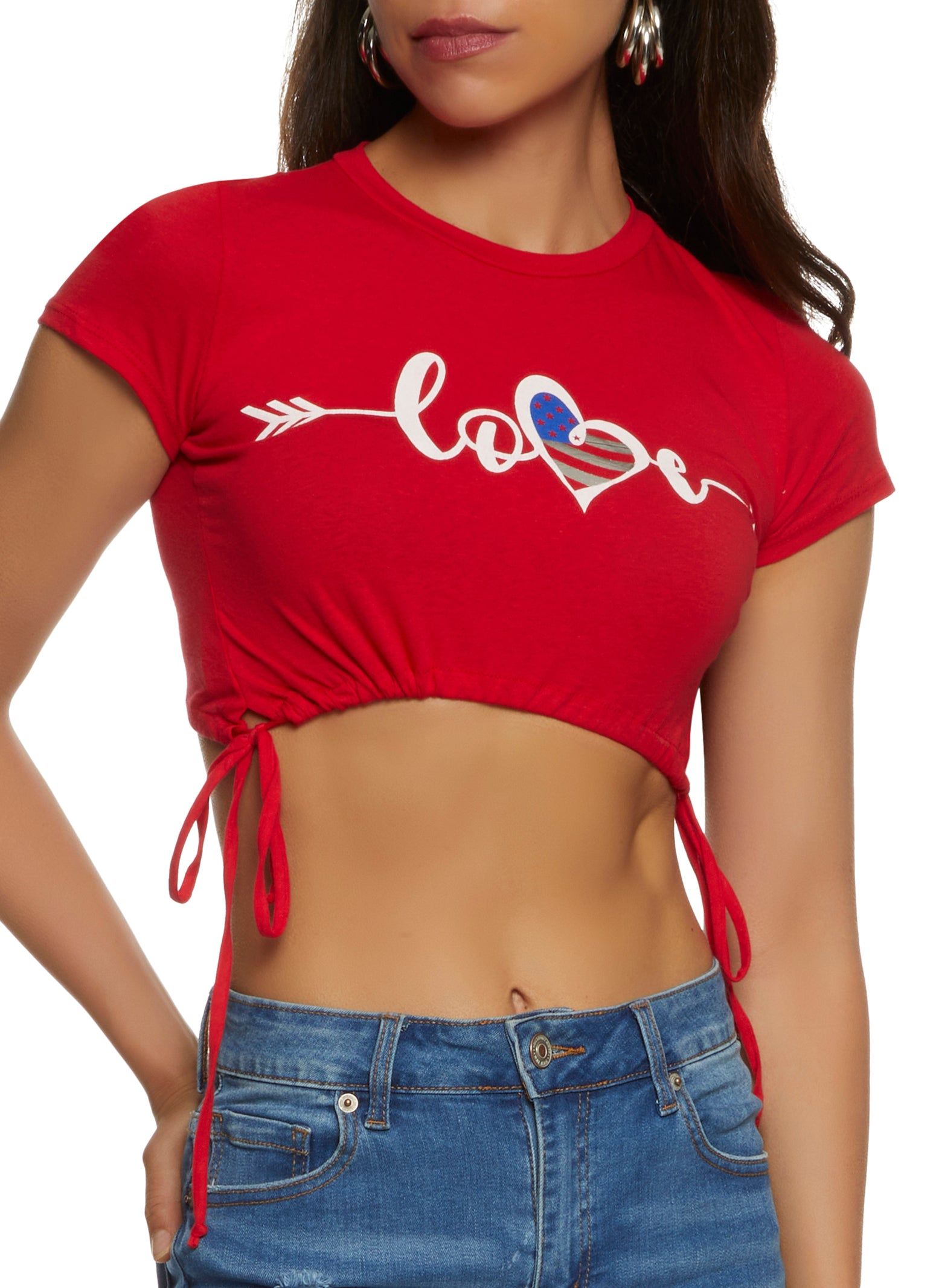 Americana Love Drawstring Crop Top sold by Rainbow