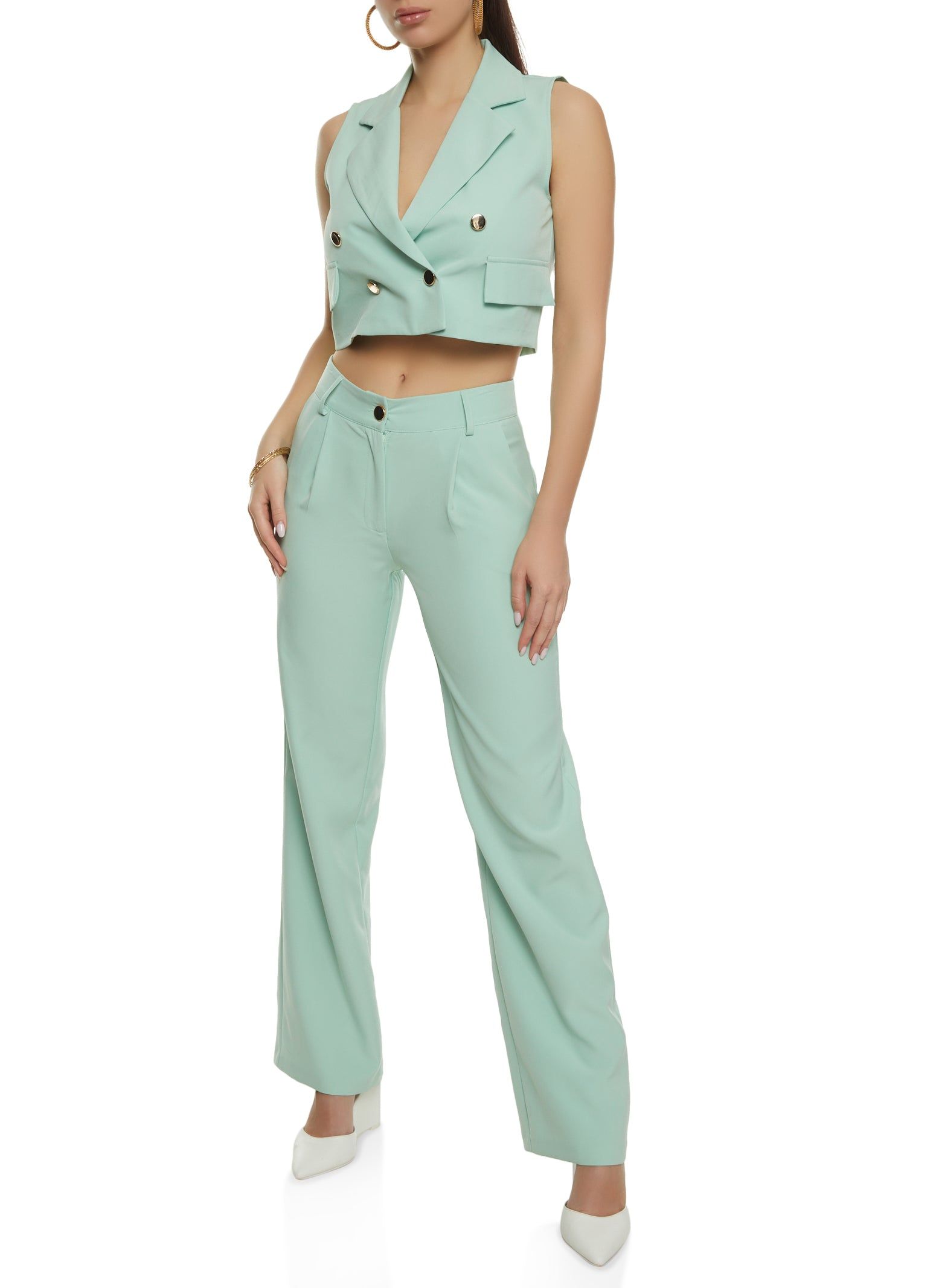 Double Breasted Cropped Blazer Vest sold by Rainbow product image thumbnail 2