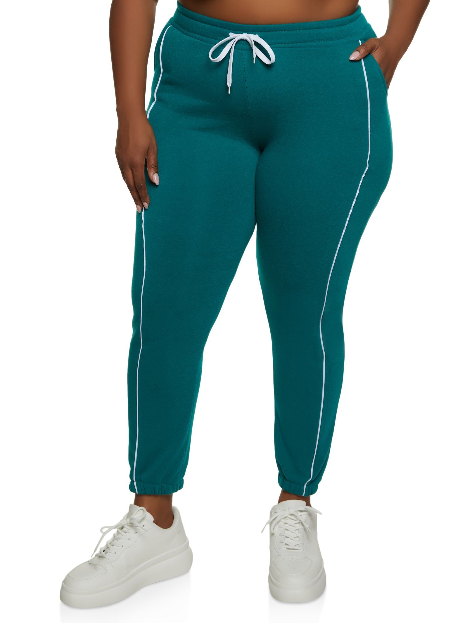 Plus Size Contrast Piping Sweatpants sold by Rainbow