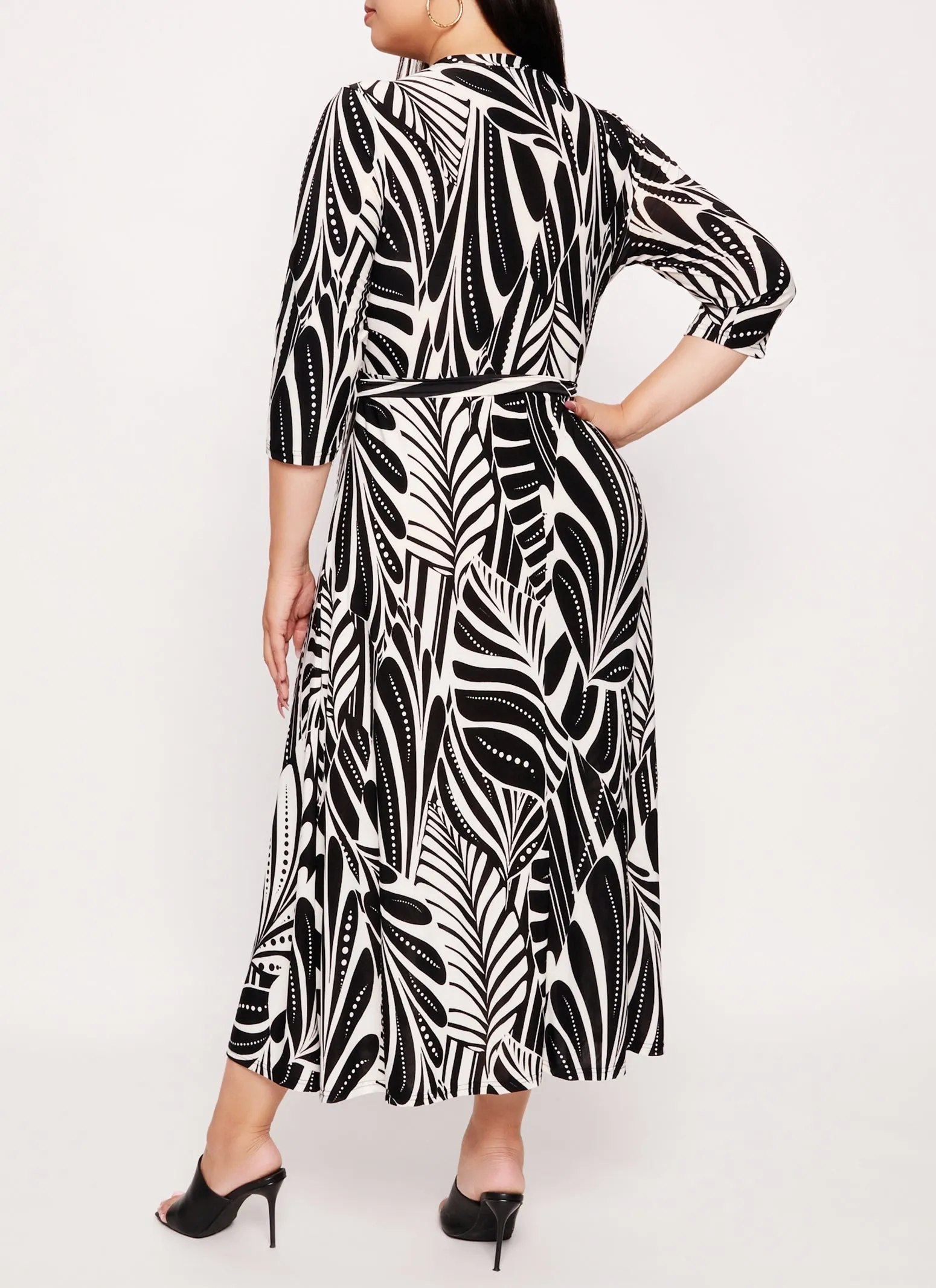 Plus Size Leaf Print Faux Wrap Dress sold by Rainbow product image thumbnail 3