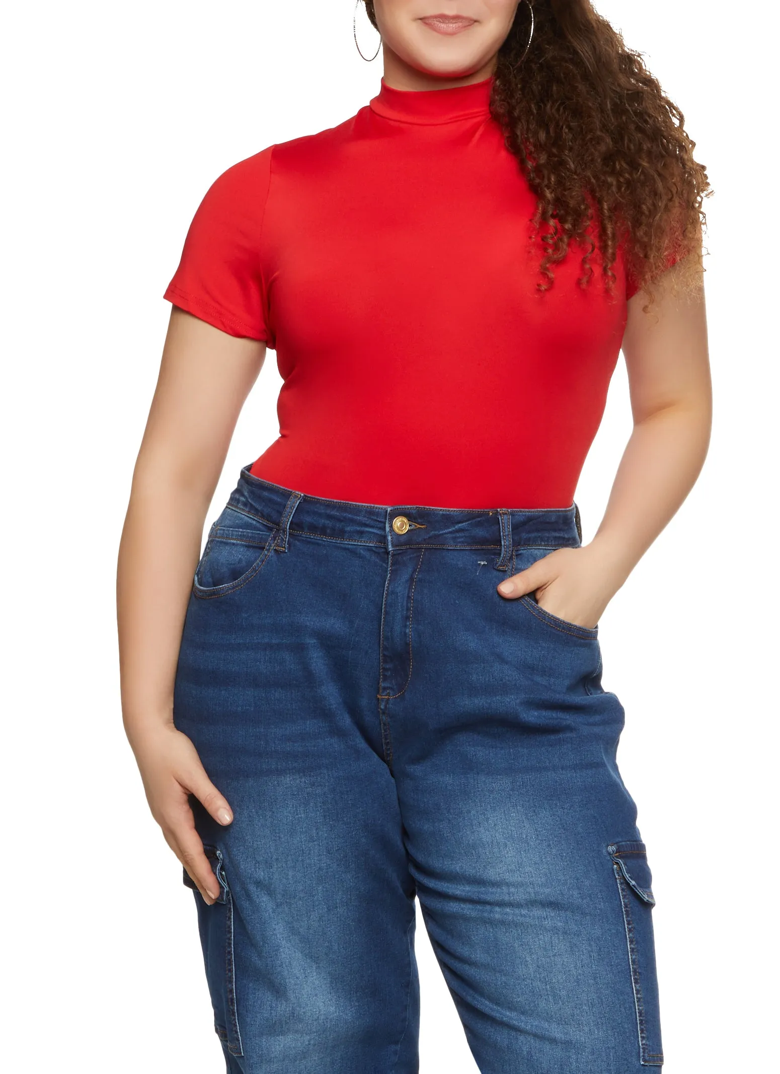 Plus Size Basic Mock Neck Bodysuit sold by Rainbow product image thumbnail 2