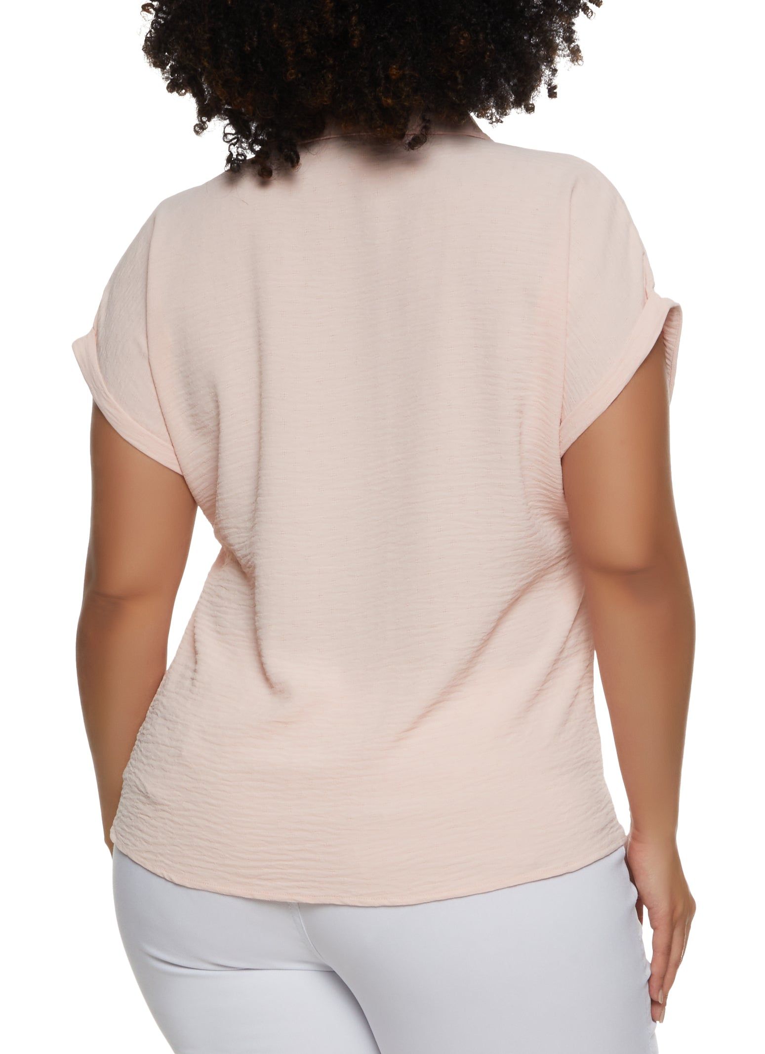 Plus Size Crepe Knit Button Front Shirt sold by Rainbow product image thumbnail 2