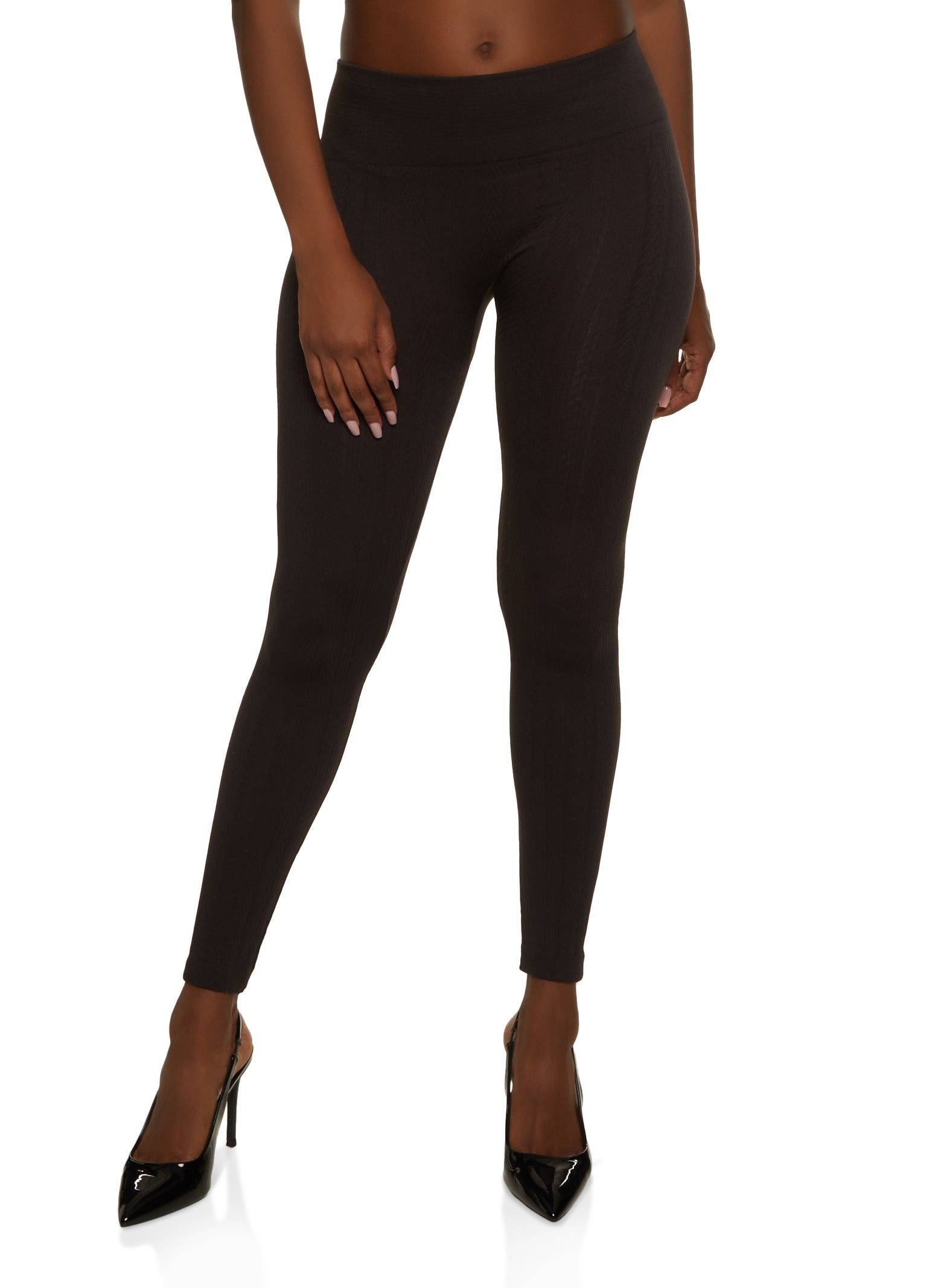 Basic Textured Knit Fleece Lined Leggings sold by Rainbow