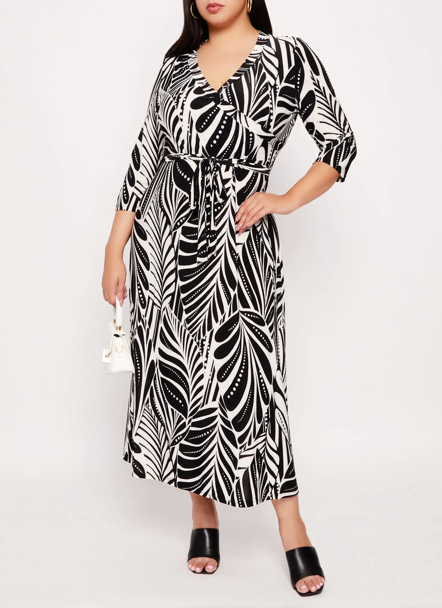 Plus Size Leaf Print Faux Wrap Dress sold by Rainbow product image thumbnail 2
