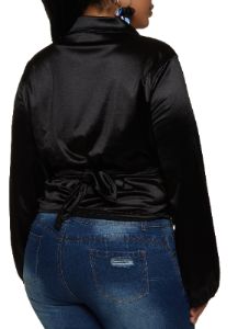 Plus Size Long Sleeve Cropped Wrap Top sold by Rainbow