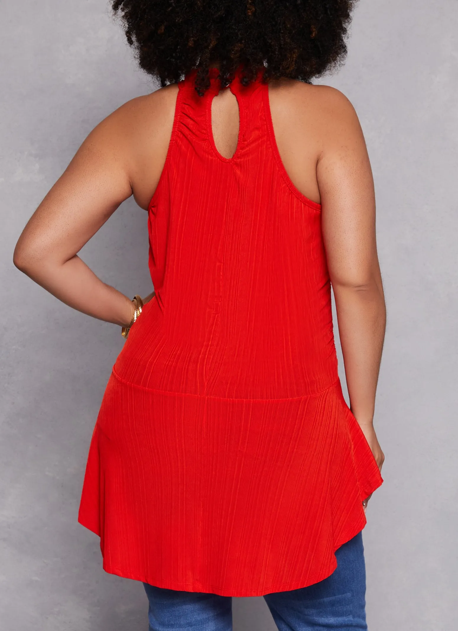 Plus Size Textured Knit High Neck Blouse with Necklace sold by Rainbow product image thumbnail 3