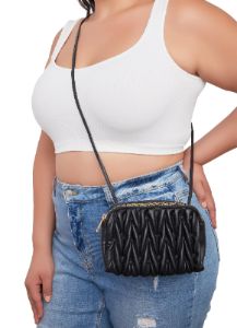 Faux Leather Quilted Crossbody Bag sold by Rainbow