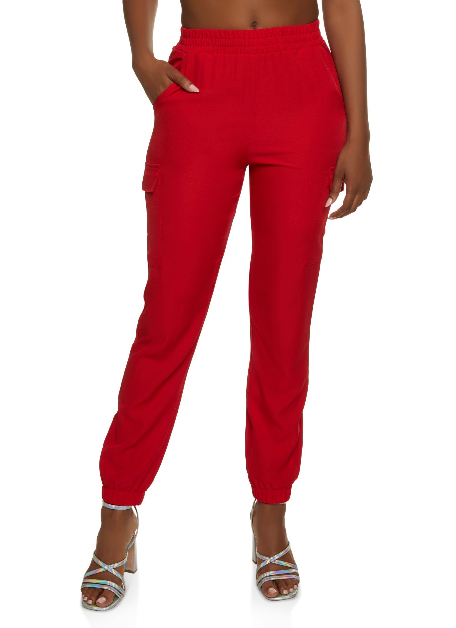 Crepe Knit Cargo Pocket Jogger sold by Rainbow