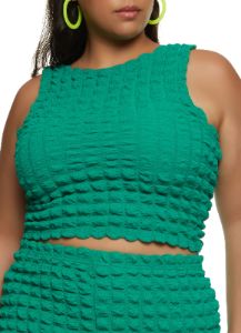 Plus Size Bubble Knit Cropped Tank Top sold by Rainbow
