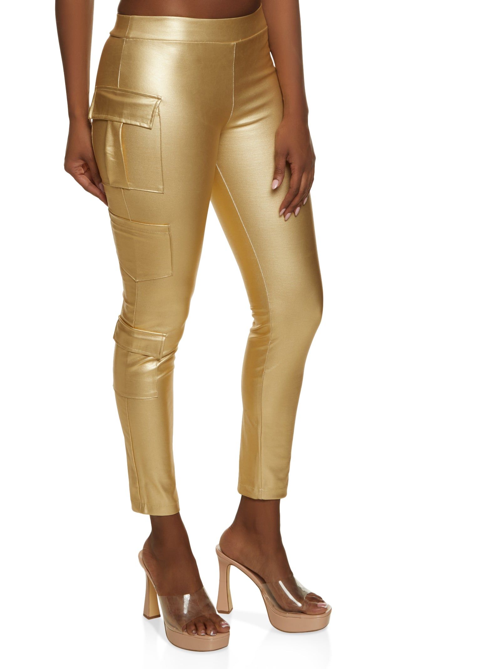 Metallic Foil Cargo Pocket Pull On Pants sold by Rainbow