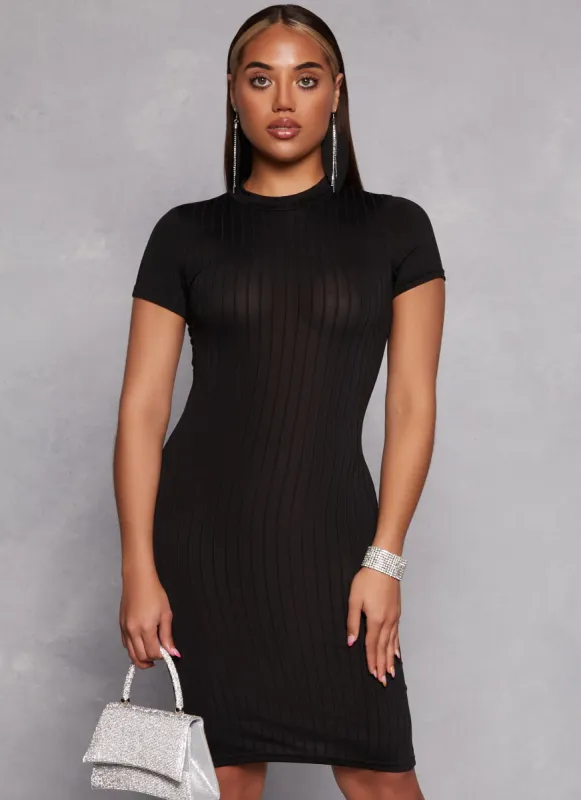 Daisy Ribbed Knit Midi T Shirt Dress sold by Rainbow