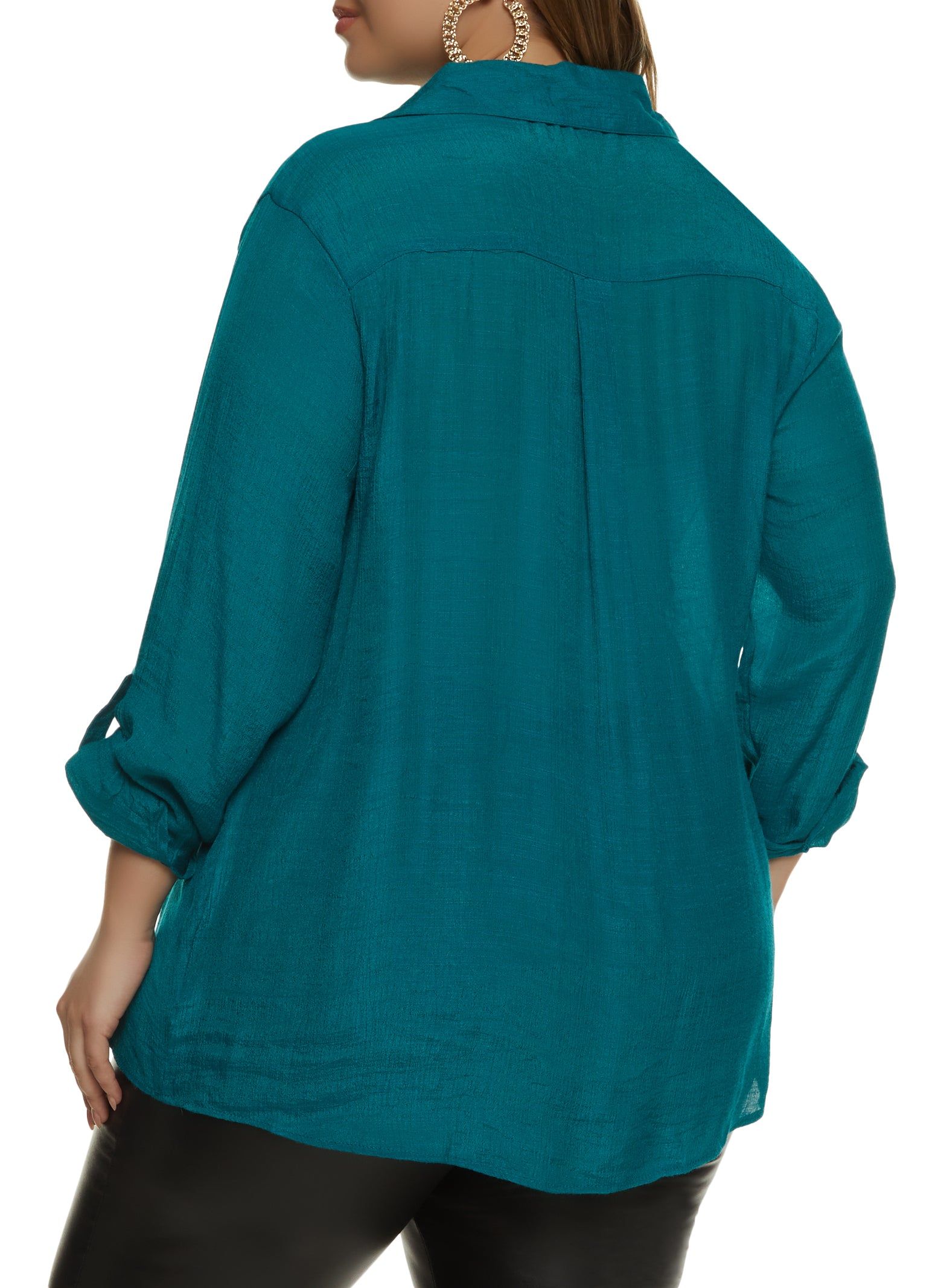 Plus Size Pintuck Button Down Gauze Shirt sold by Rainbow product image thumbnail 2