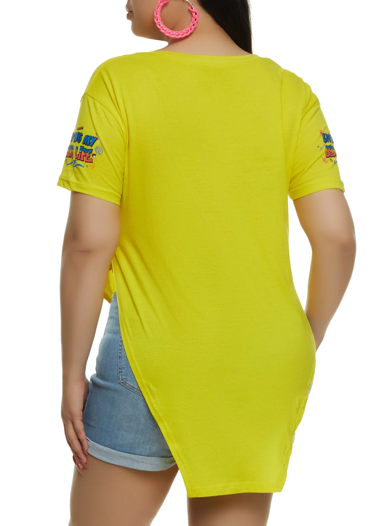 Plus Size Living My Best Life Hanky Hem Graphic Tee sold by Rainbow product image thumbnail 2