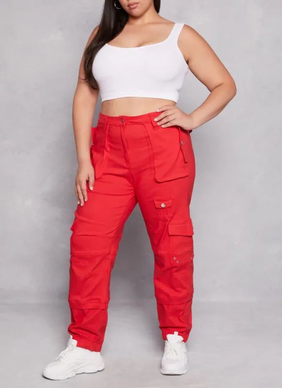 Plus Size Solid High Waist Cargo Joggers sold by Rainbow