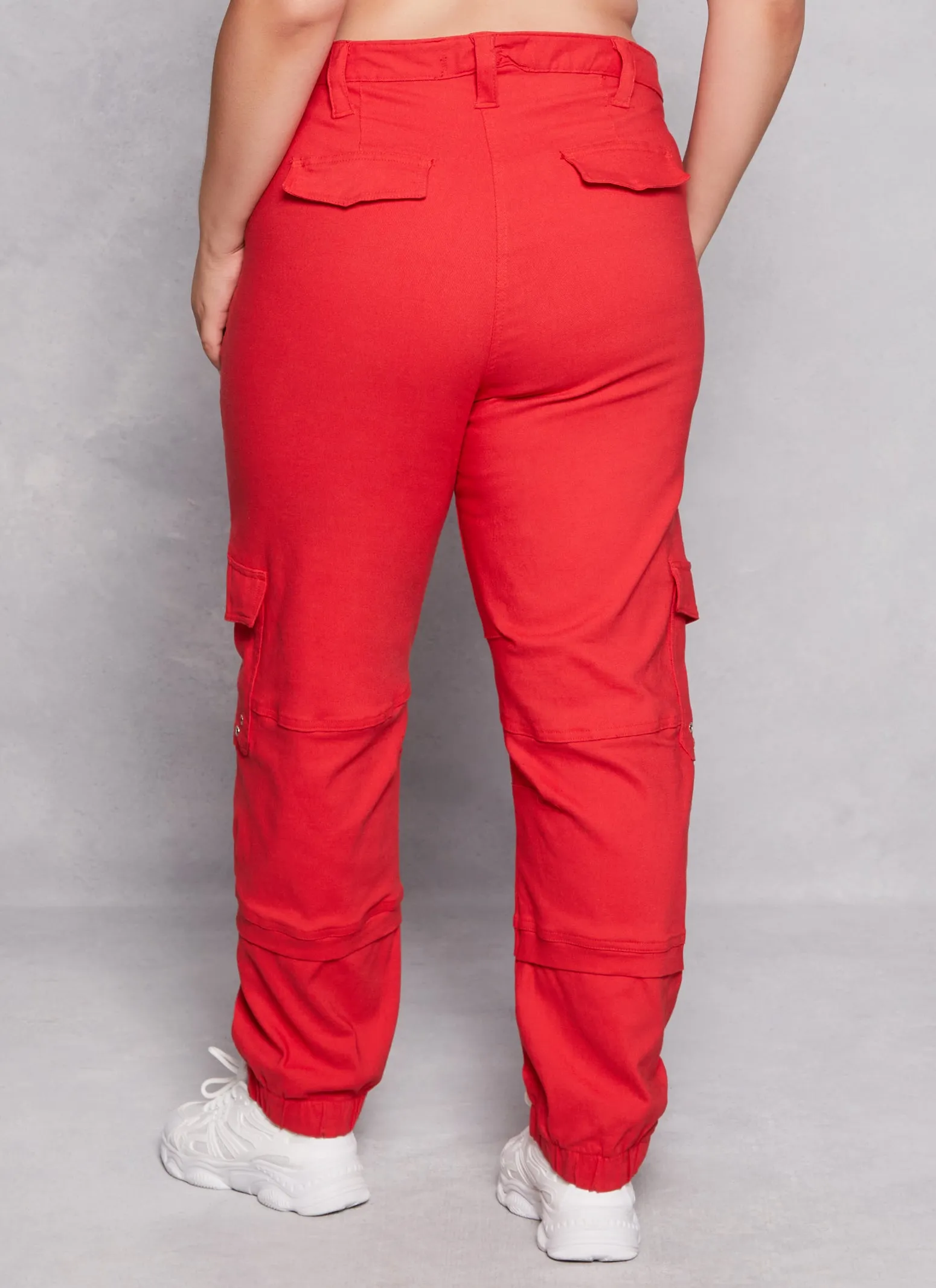 Plus Size Solid High Waist Cargo Joggers sold by Rainbow product image thumbnail 3
