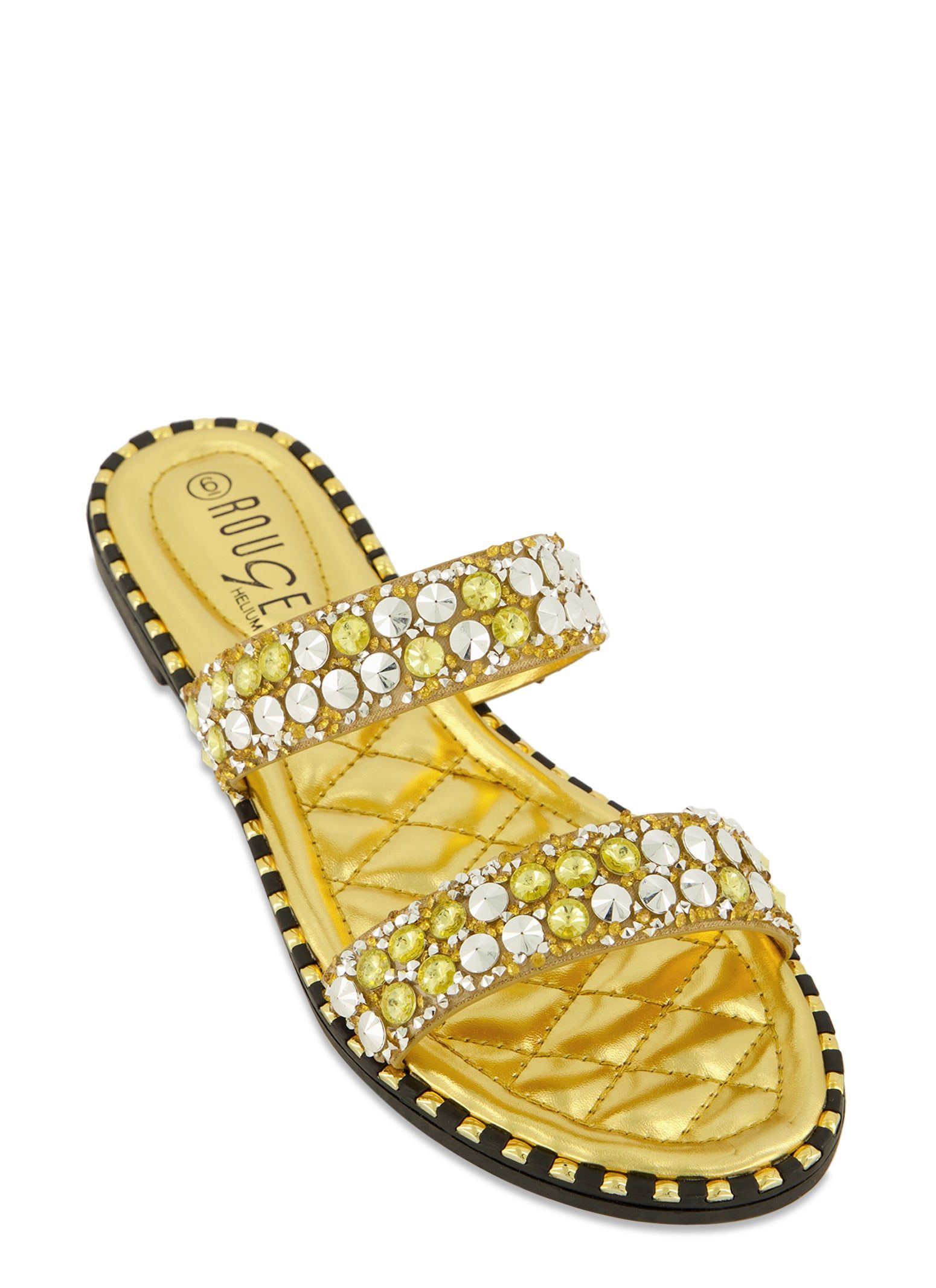 Rhinestone Double Strap Flat Sandals sold by Rainbow