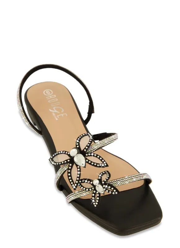 Double Butterfly Rhinestone Sling Back Sandals sold by Rainbow