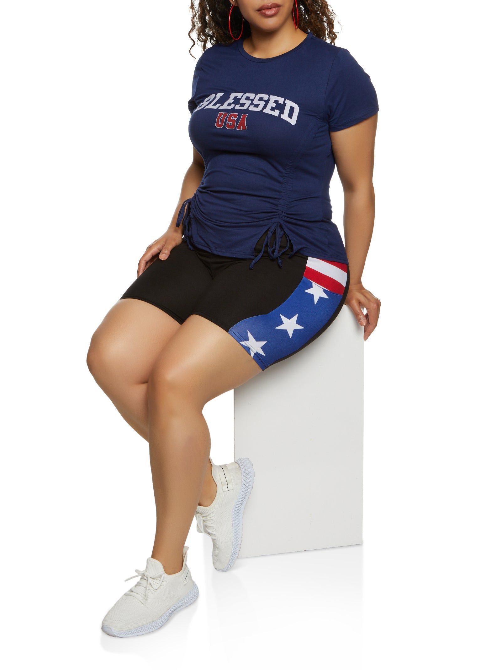 Plus Size Blessed USA Ruched Tee sold by Rainbow product image thumbnail 2