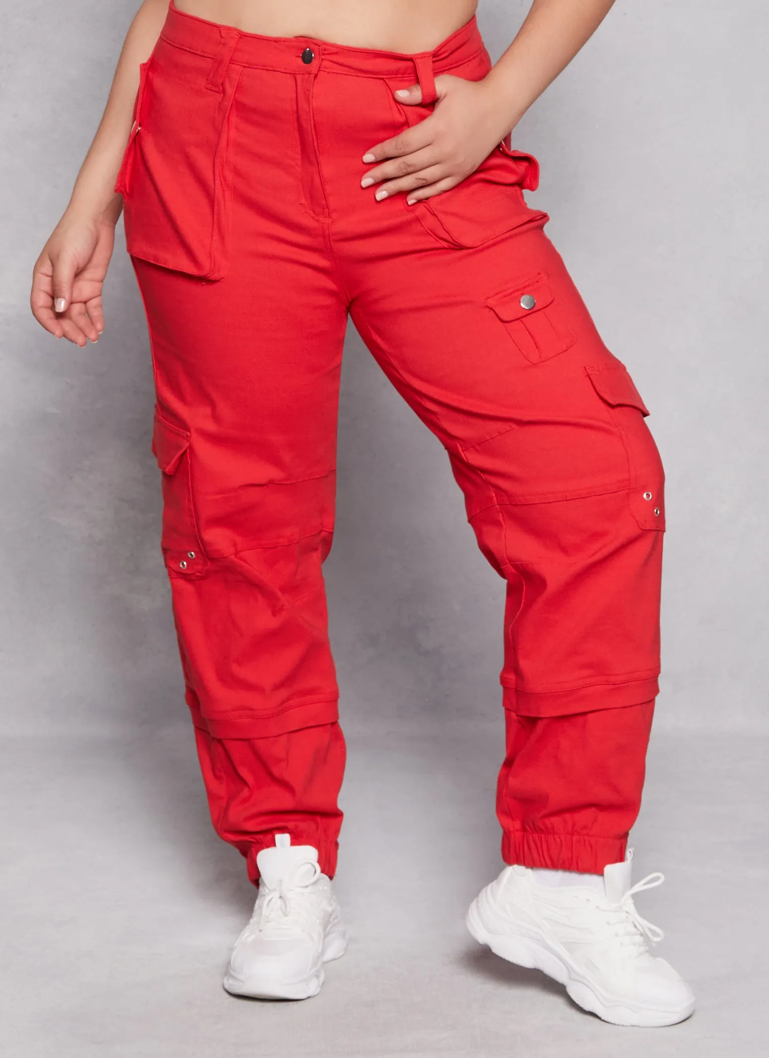 Plus Size Solid High Waist Cargo Joggers sold by Rainbow product image thumbnail 2