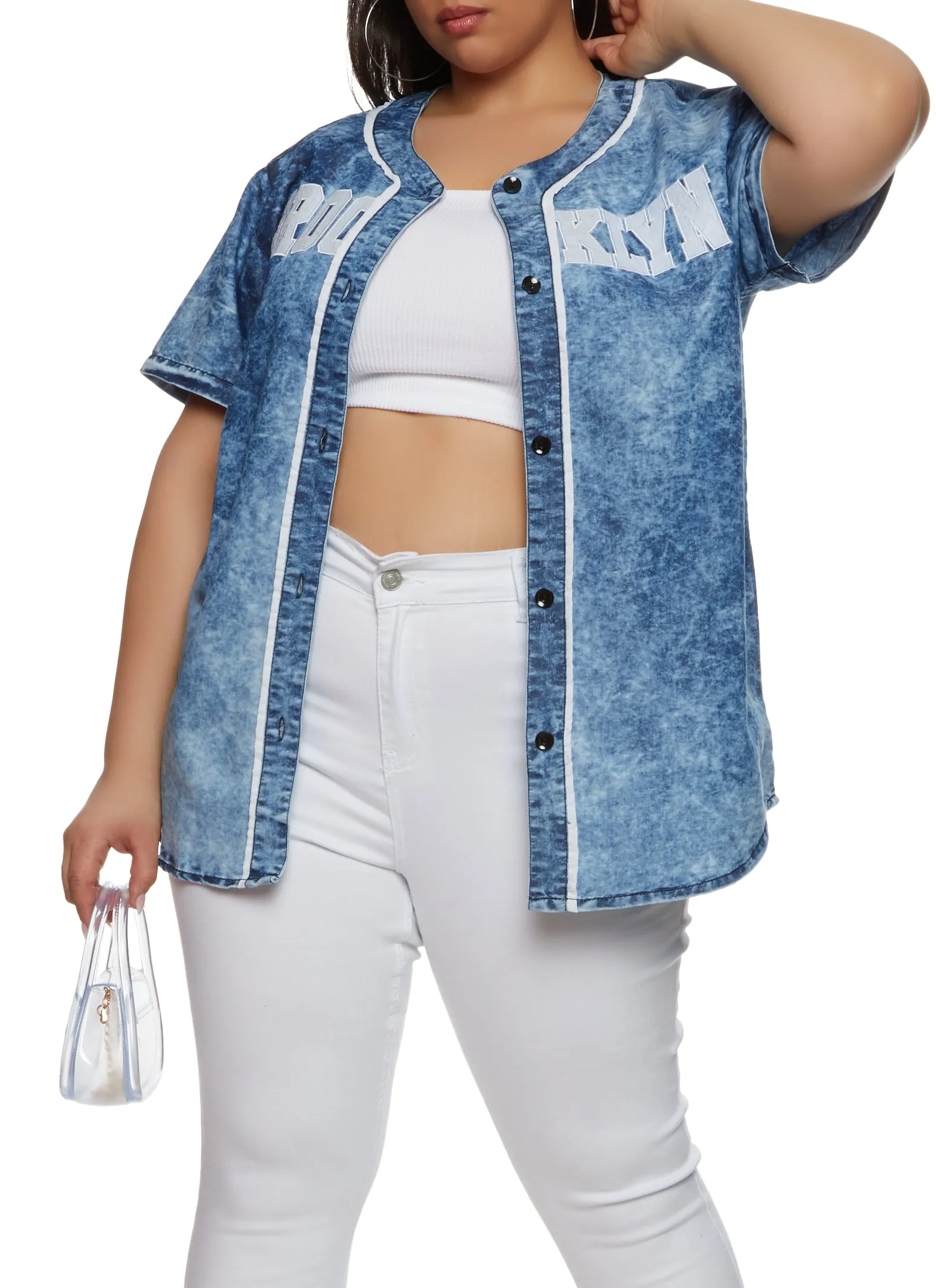 Plus Size Brooklyn 01 Denim Baseball Shirt sold by Rainbow product image thumbnail 2