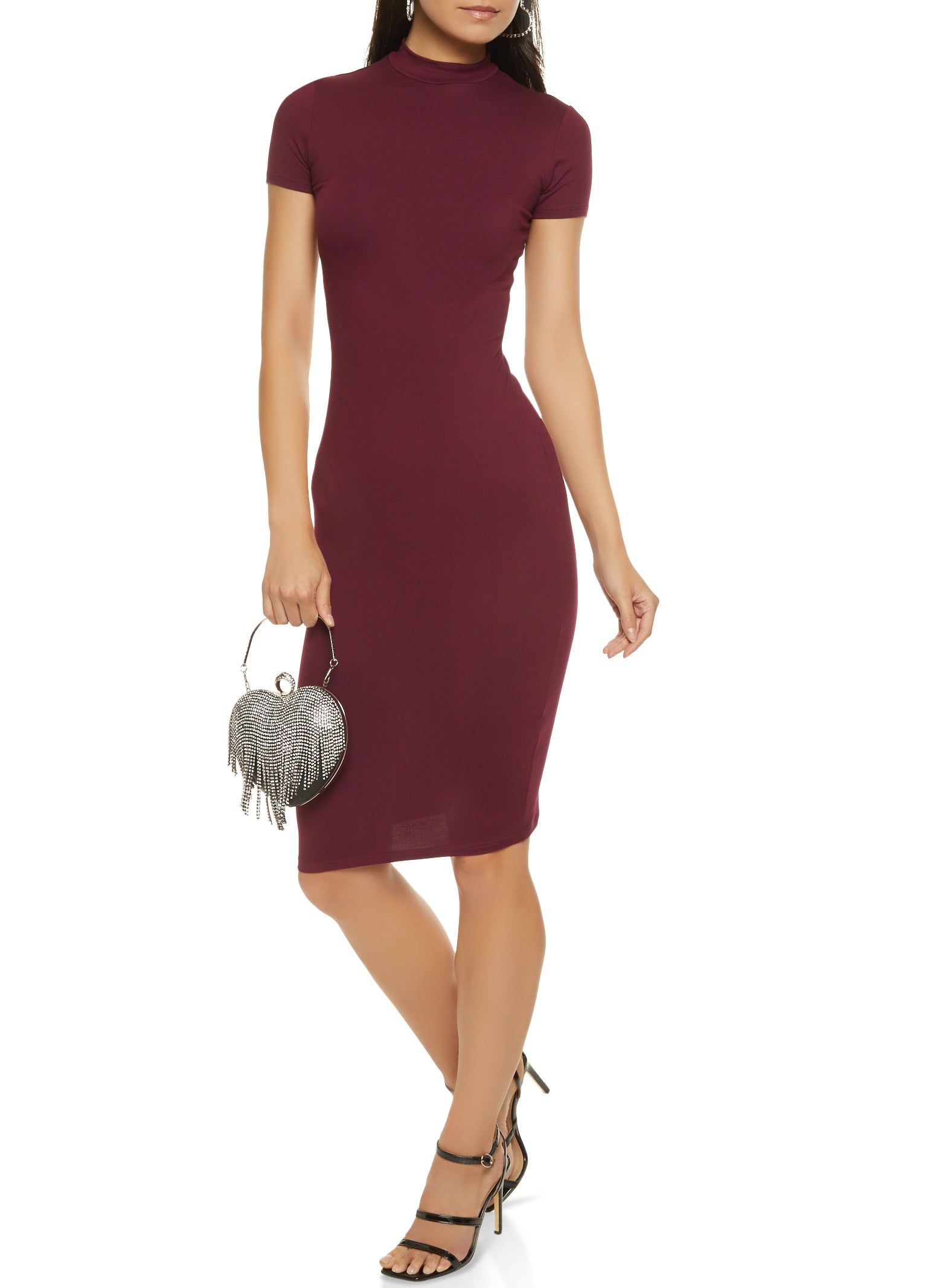 Solid Mock Neck Bodycon Dress sold by Rainbow product image thumbnail 2