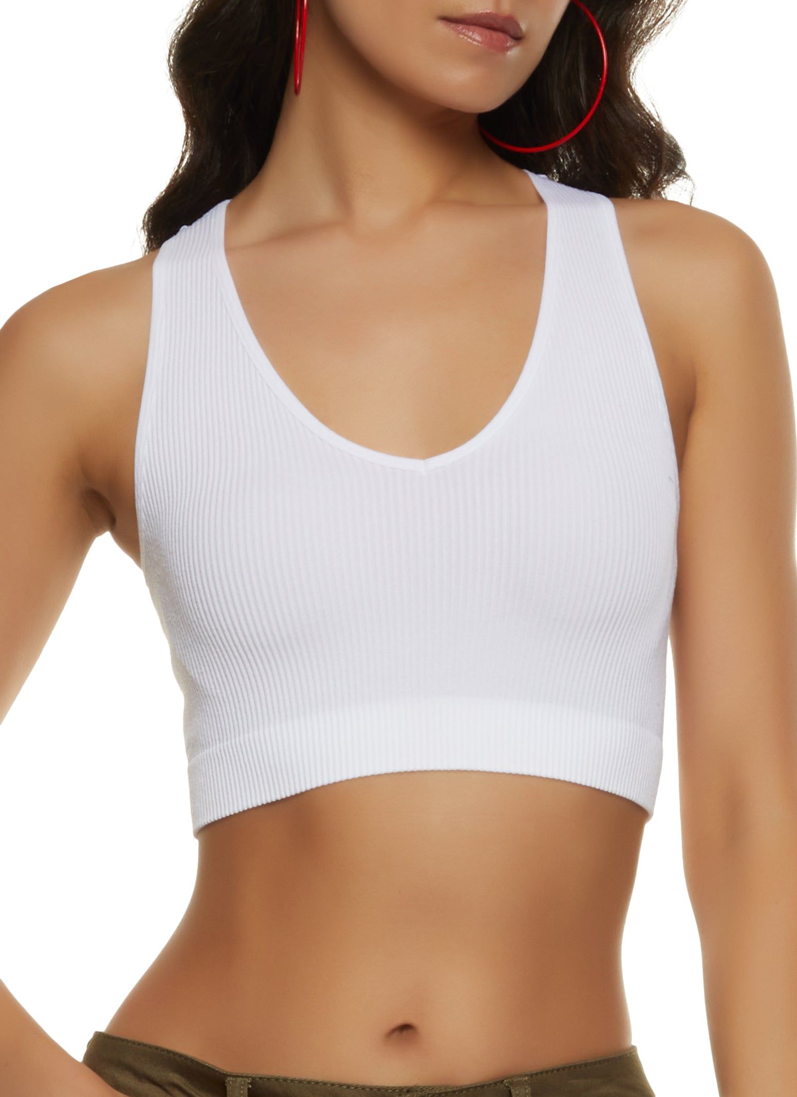 Seamless Ribbed V Neck Cropped Tank Top sold by Rainbow product image thumbnail 3