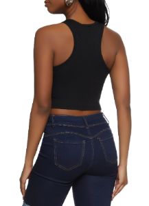 Basic Cropped Racerback Tank Top sold by Rainbow