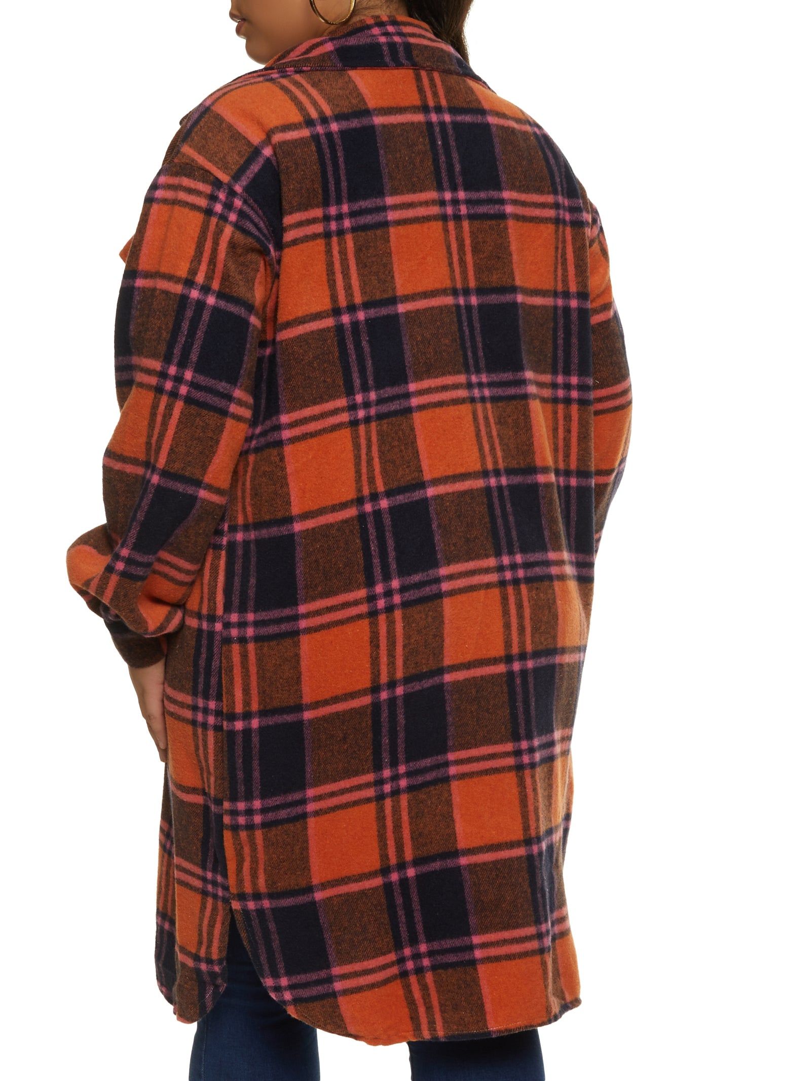 Plus Size Brushed Knit Plaid Longline Shacket sold by Rainbow product image thumbnail 2