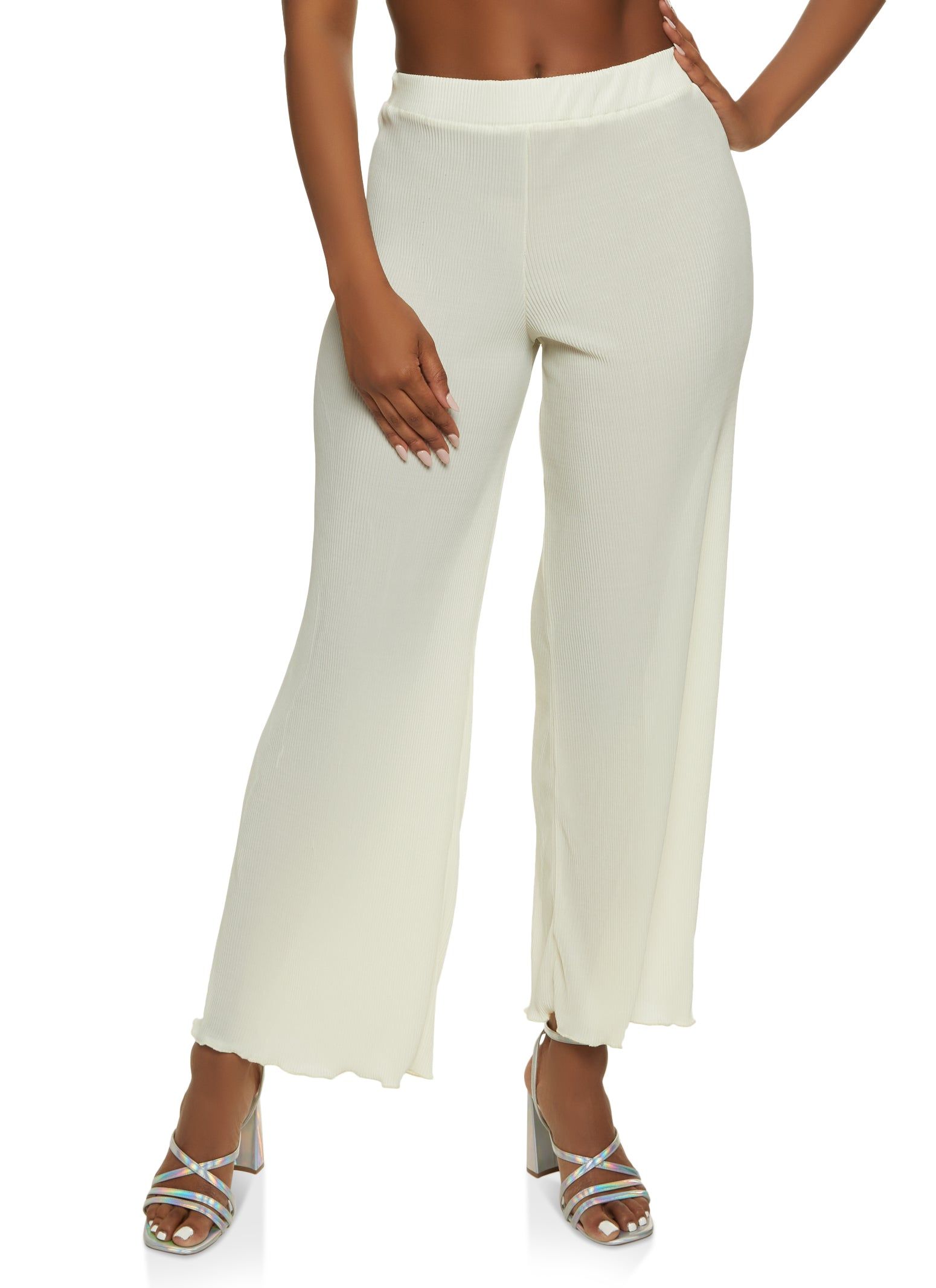 Plisse High Waist Wide Leg Pants sold by Rainbow