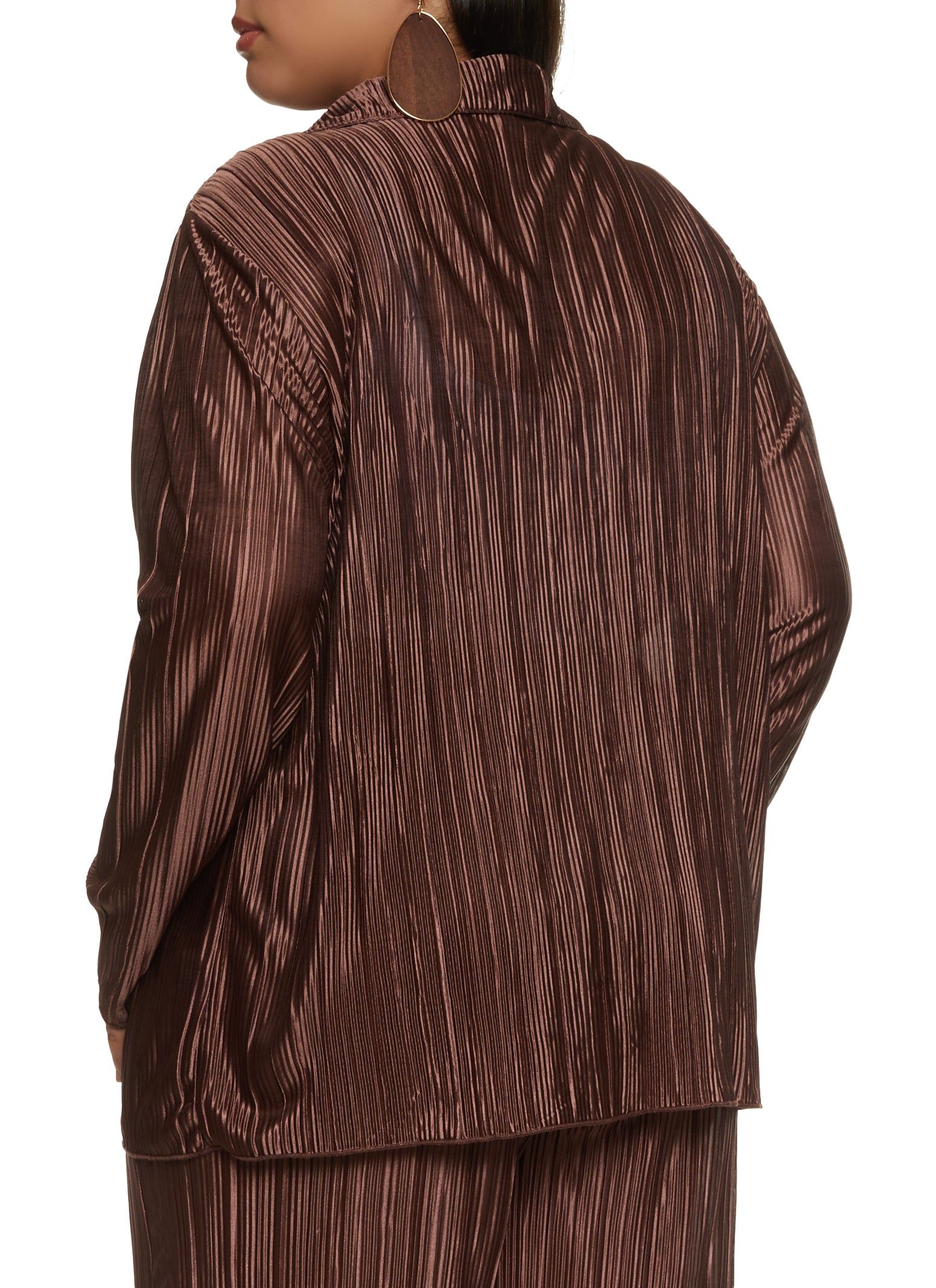 Plus Size Solid Plisse Button Front Shirt sold by Rainbow product image thumbnail 3