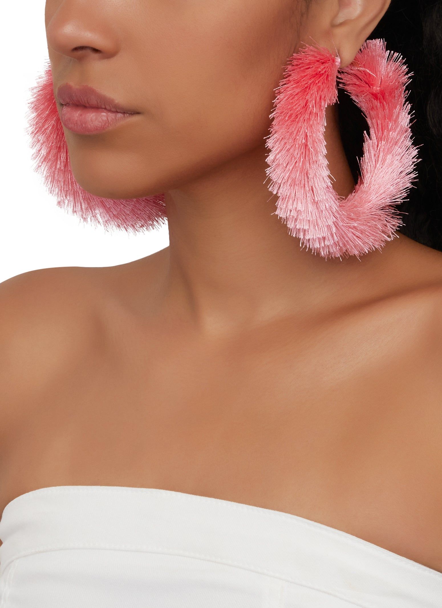 Fringe Oversized Hoop Earrings sold by Rainbow