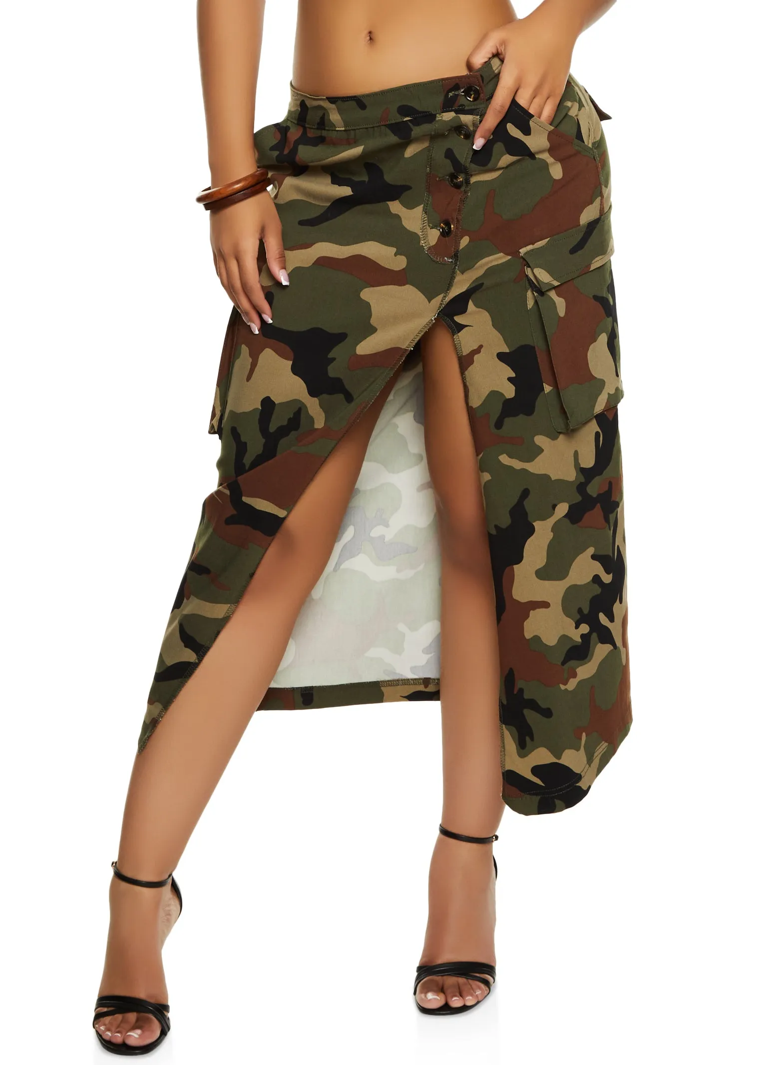 Slit Front Camo Cargo Skirt sold by Rainbow product image thumbnail 2