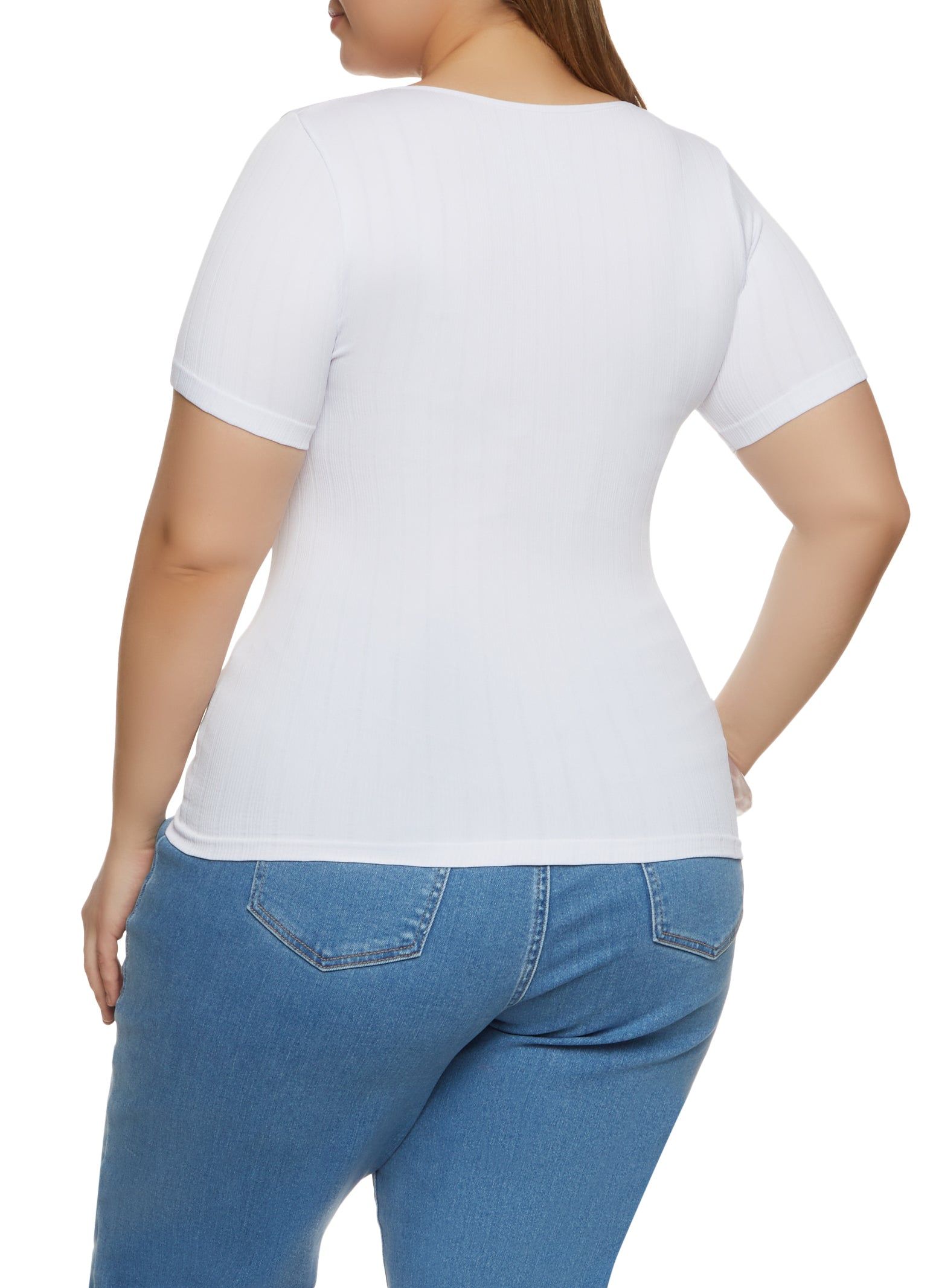 Plus Size Rib Knit Scoop Neck Tee sold by Rainbow product image thumbnail 2