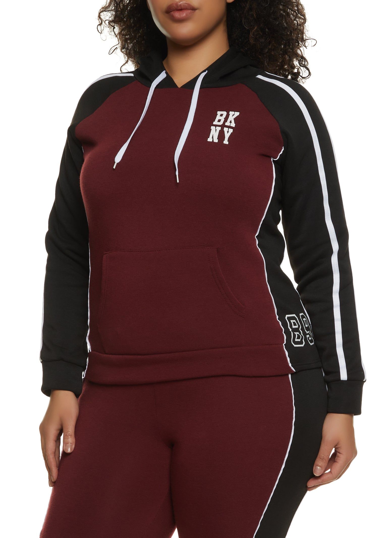 Plus Size BKNY 89 Color Blocked Hoodie sold by Rainbow