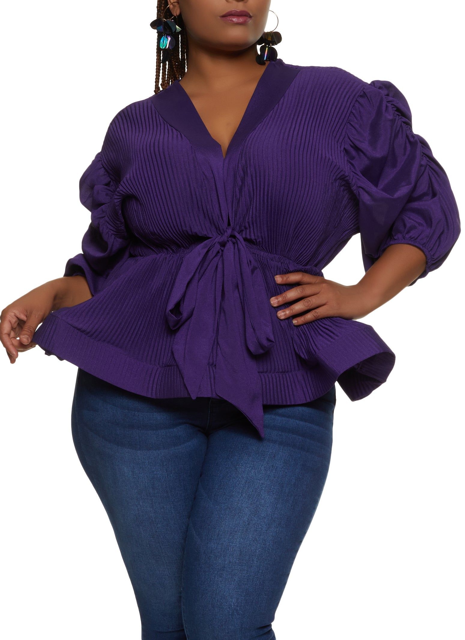 Plus Size Puff Sleeve Blouse sold by Rainbow