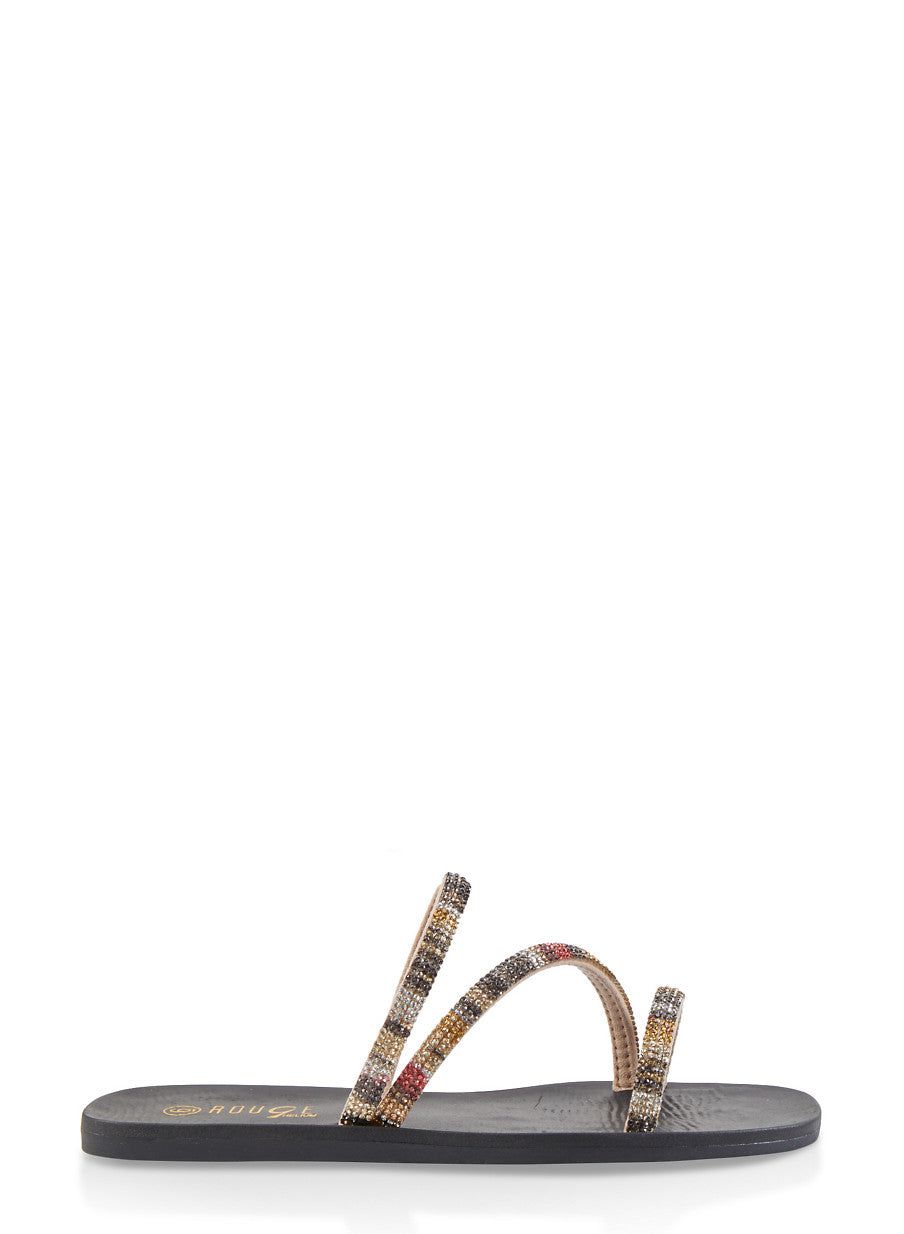 Asymmetrical Strap Rhinestone Sandals sold by Rainbow product image thumbnail 2