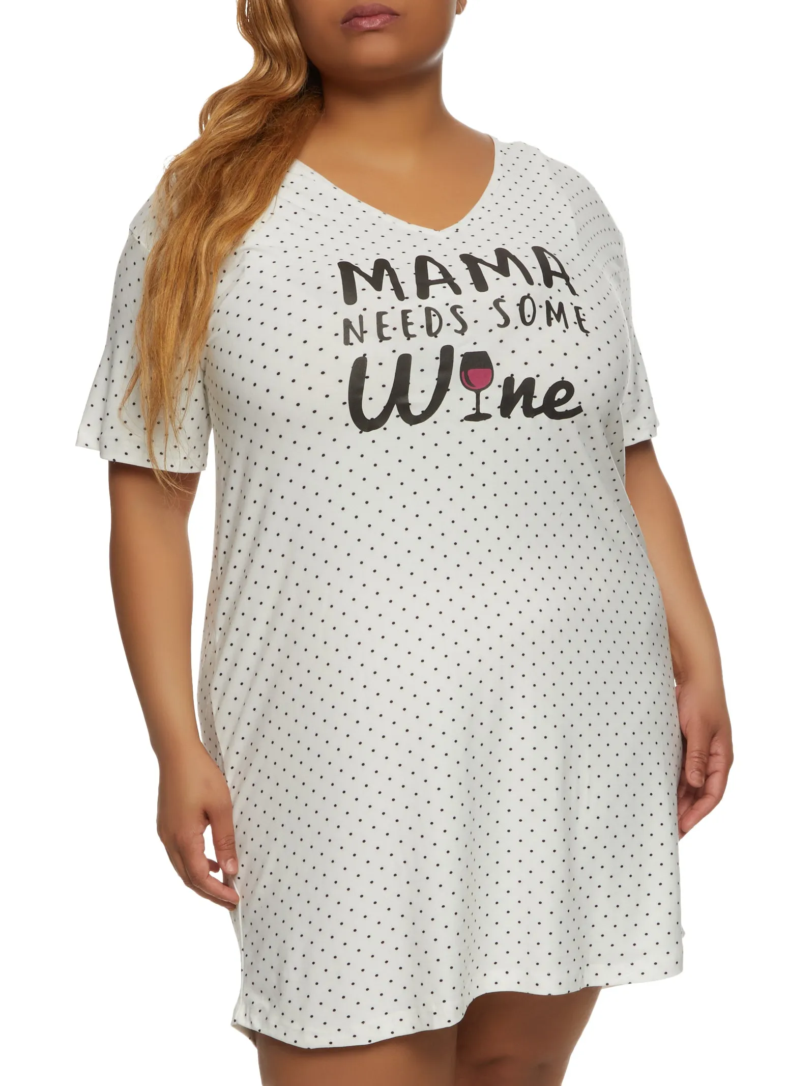 Plus Size Mama Needs Some Wine Nightgown sold by Rainbow