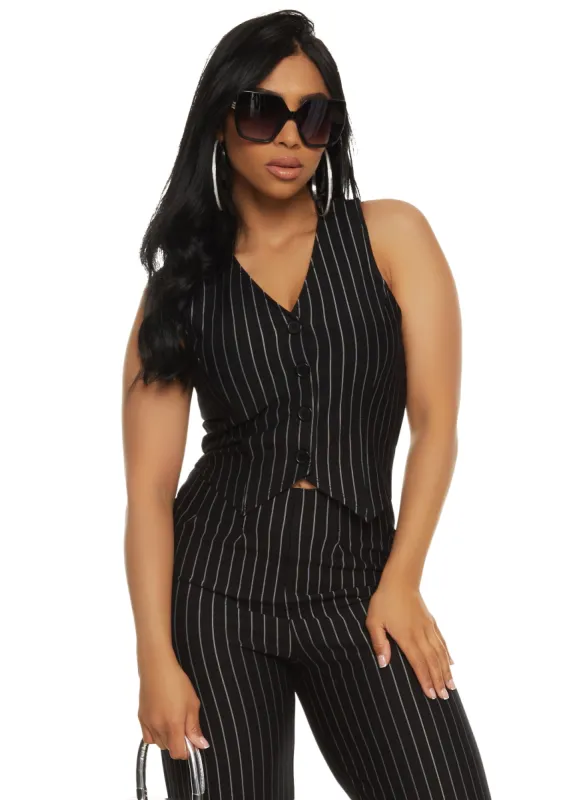 Pinstripe Button Front Blazer Vest sold by Rainbow