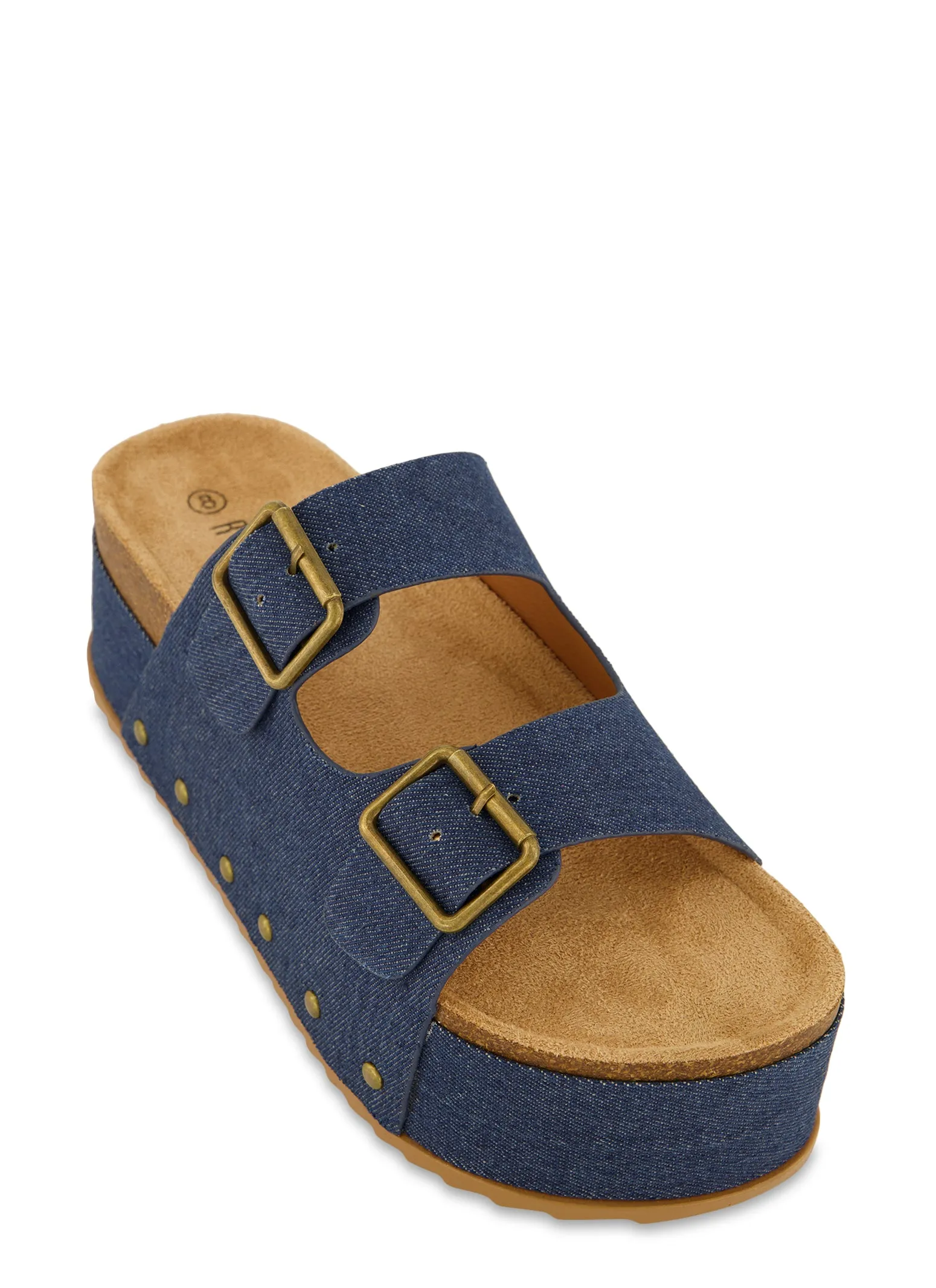 Double Buckle Footbed Platform Slide Sandals sold by Rainbow