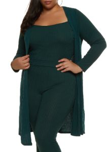 Plus Size Ribbed Knit Duster with Cami sold by Rainbow