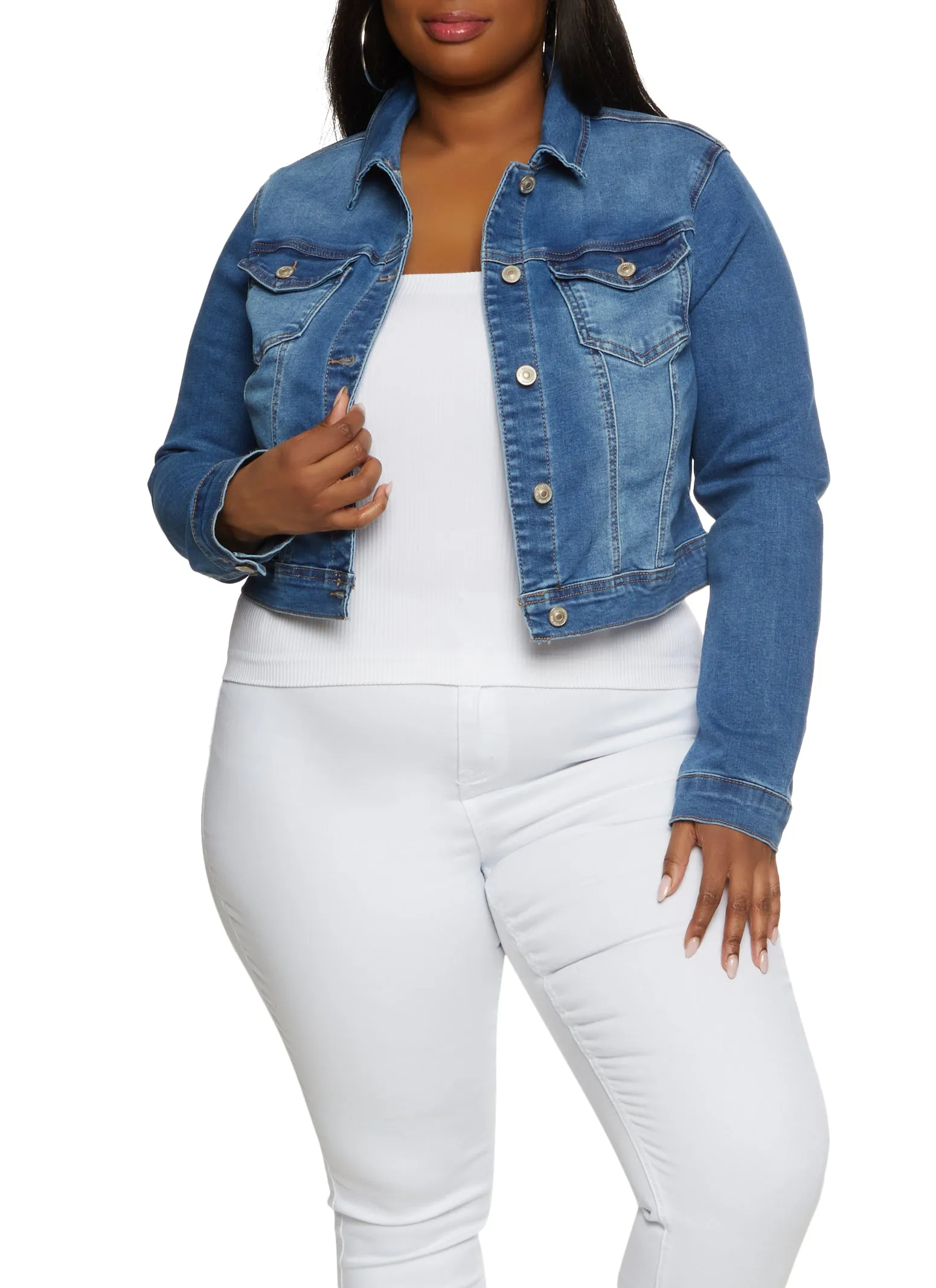 Plus Size WAX Solid Denim Jacket sold by Rainbow
