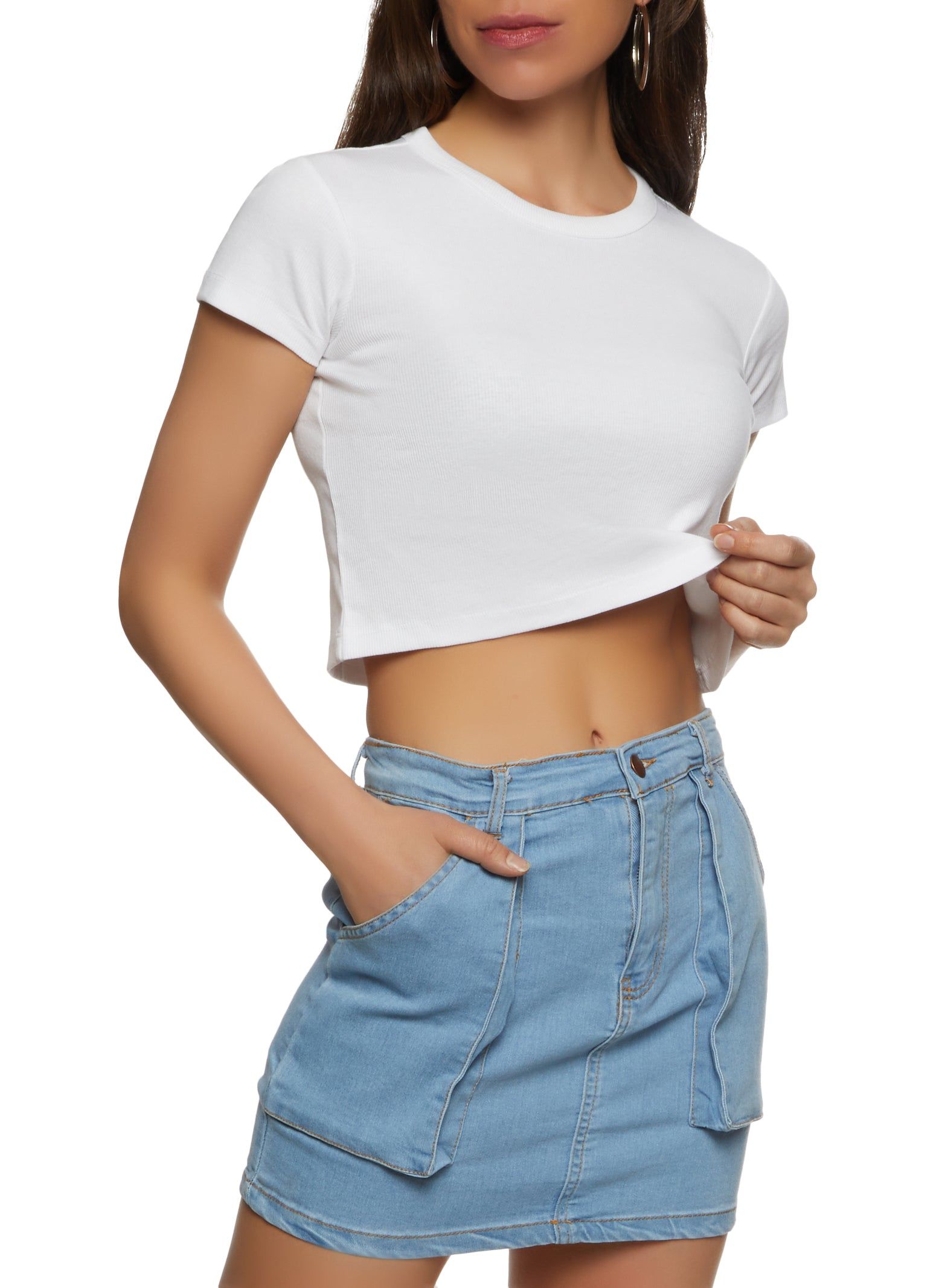 Basic Crew Neck Cropped T Shirt sold by Rainbow