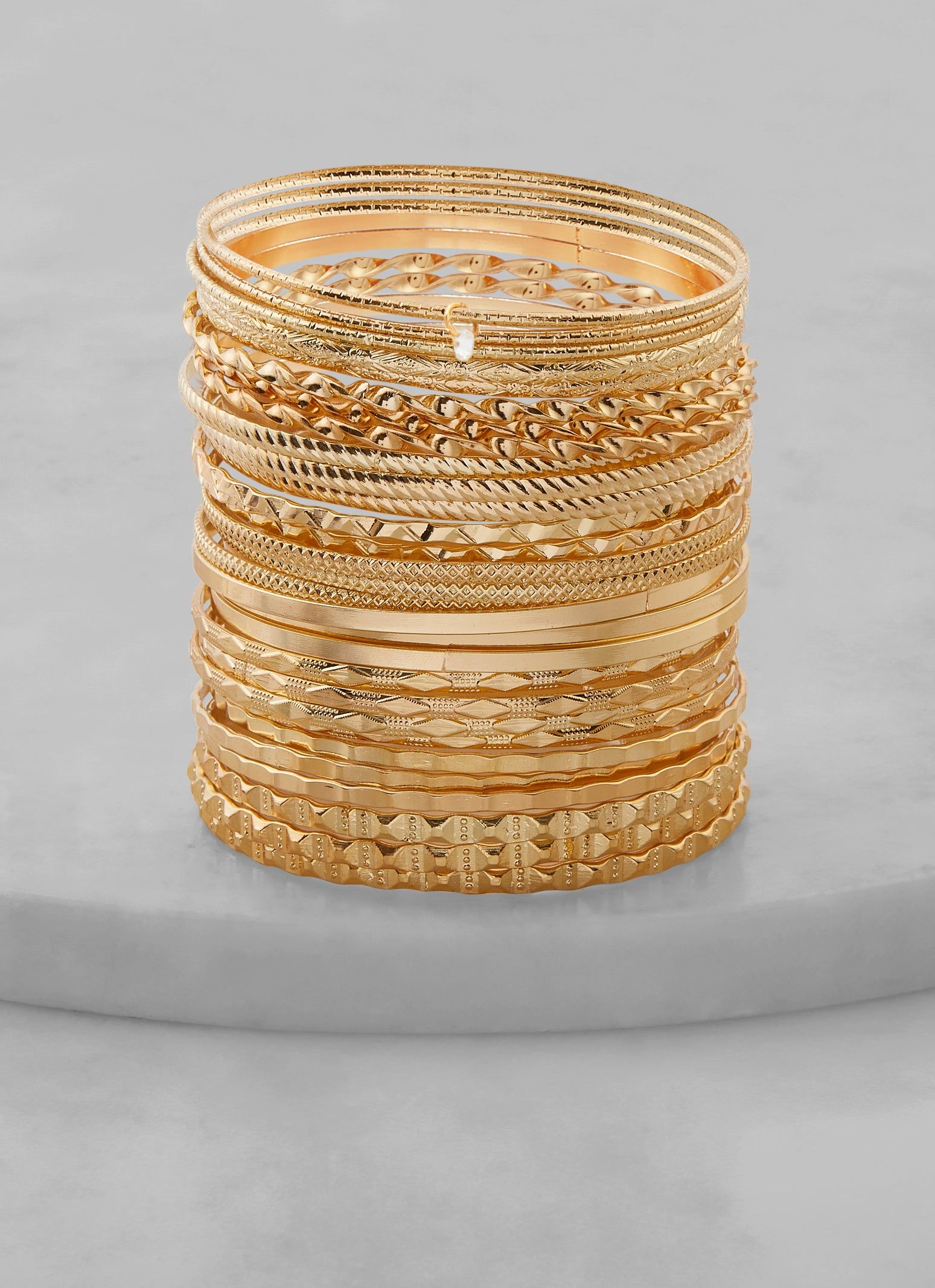 Plus Size Assorted Metallic Bangles Set of 30 sold by Rainbow