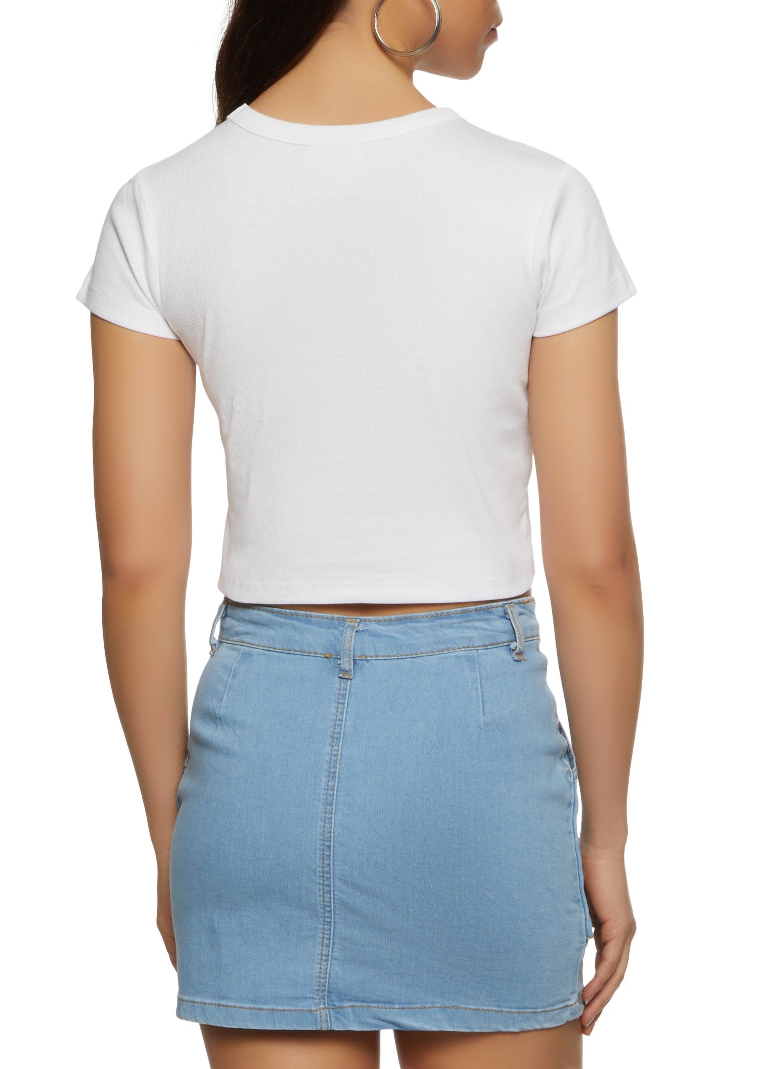 Basic Crew Neck Cropped T Shirt sold by Rainbow product image thumbnail 2