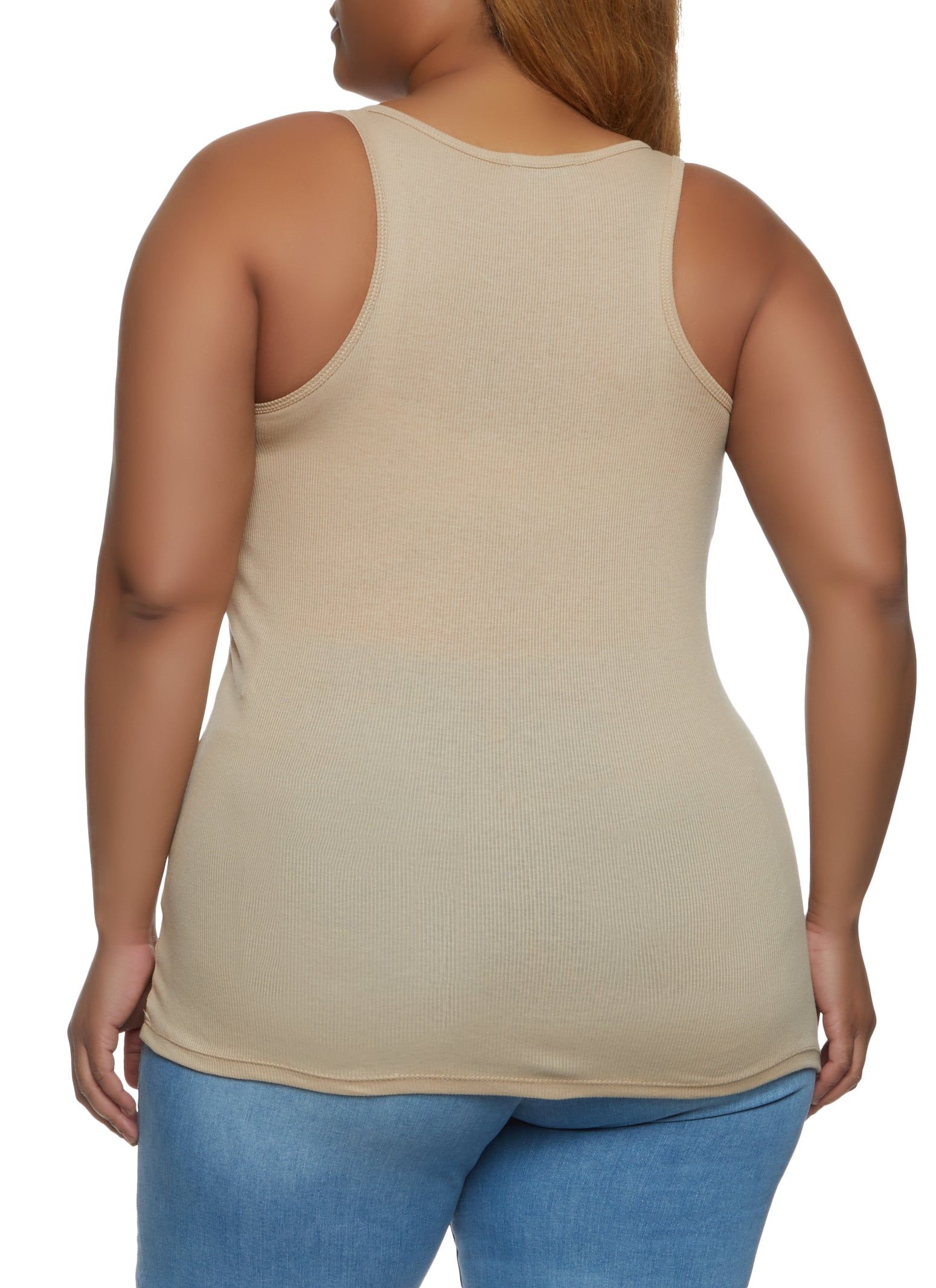 Plus Size Ribbed Knit Racerback Tank Top sold by Rainbow product image thumbnail 2