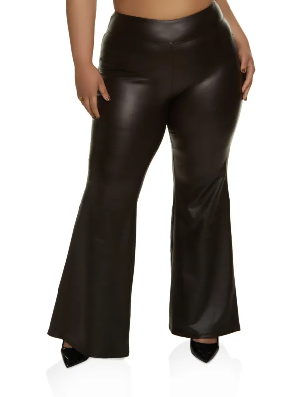 Plus Size Faux Leather Flare Pants sold by Rainbow
