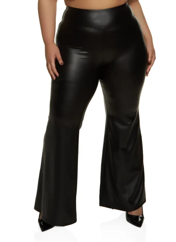 Plus Size Faux Leather Flare Pants sold by Rainbow