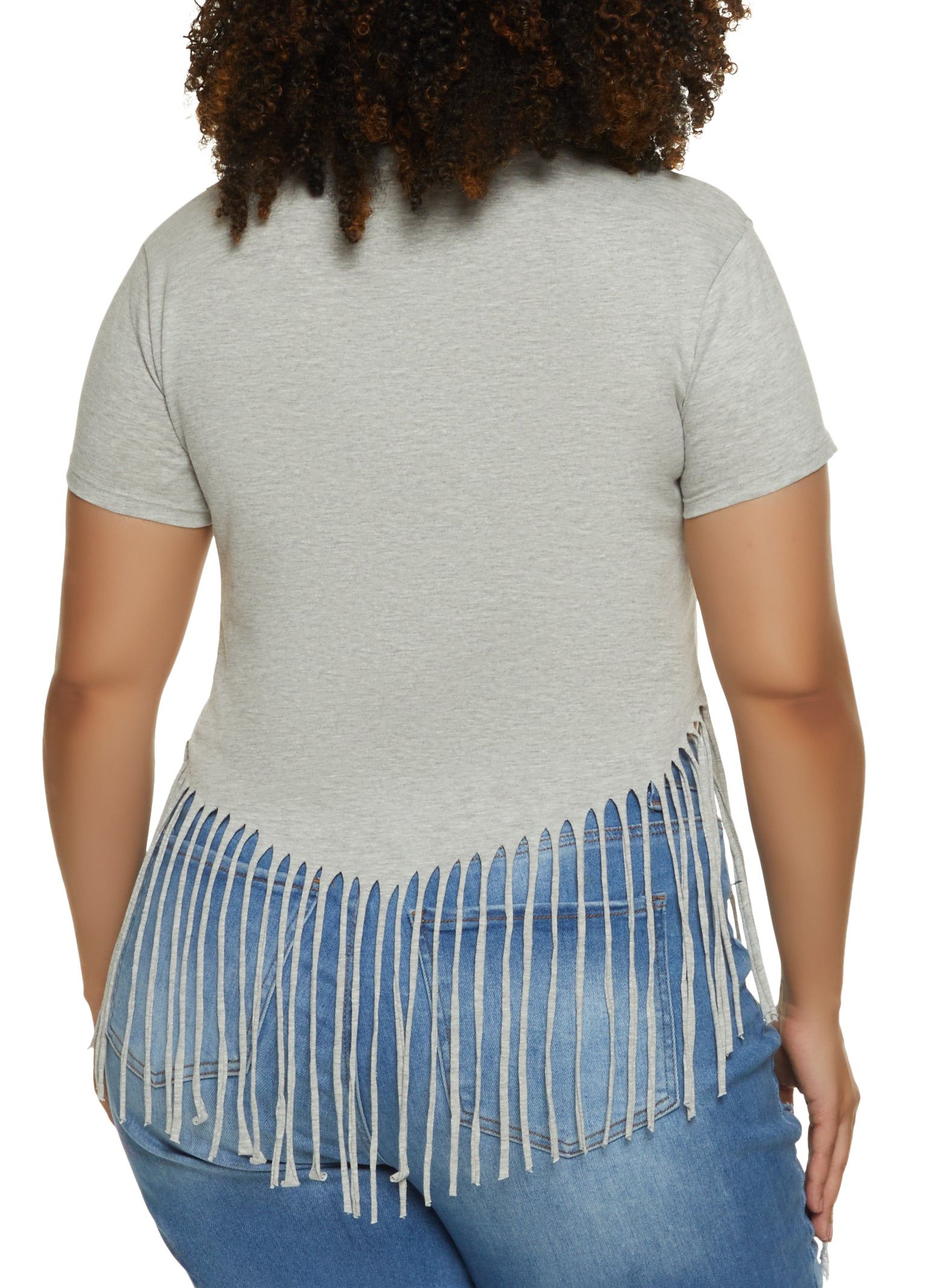 Plus Size Faith Over Fear Fringe Tee sold by Rainbow product image thumbnail 2